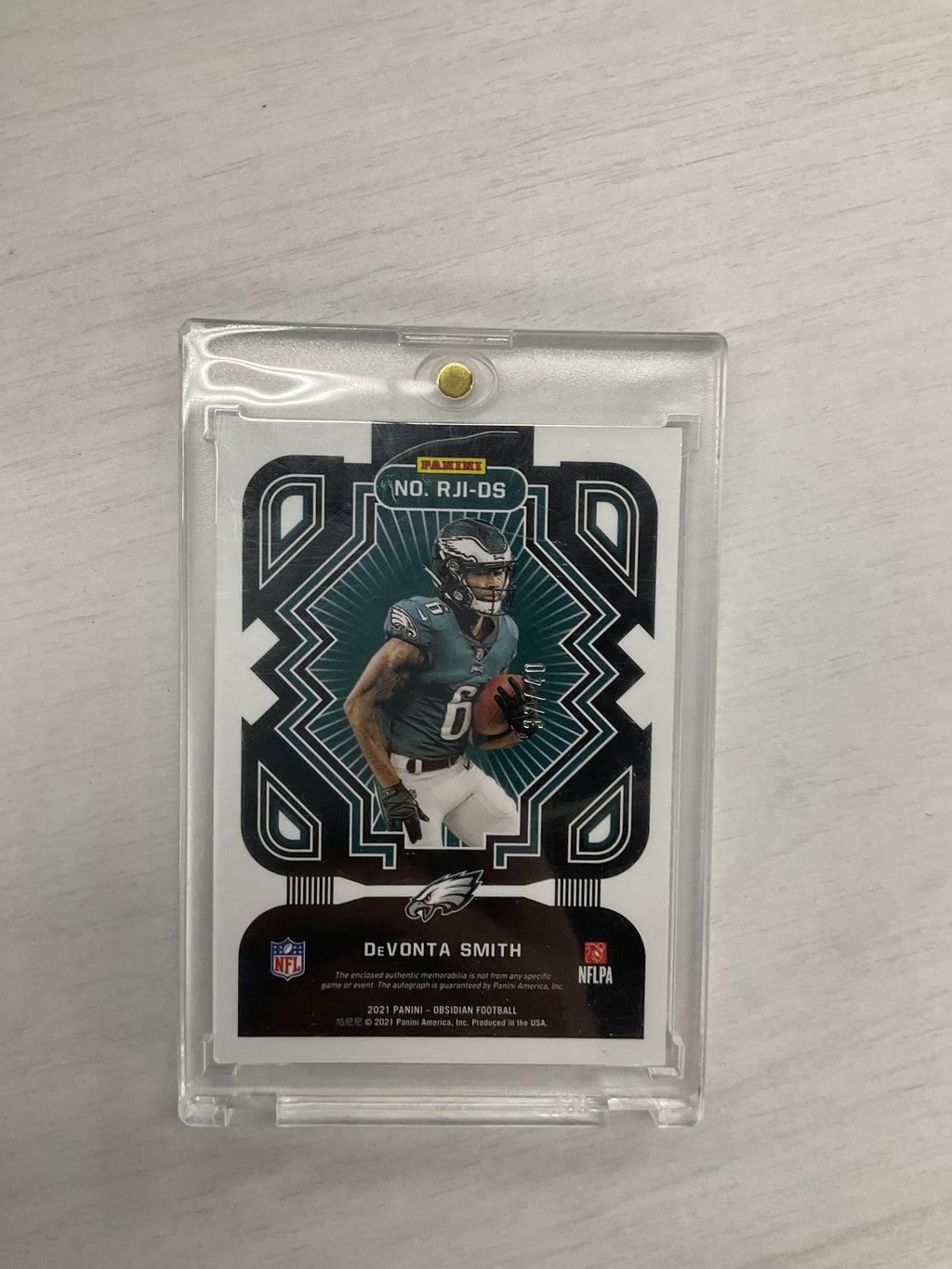 2021 Obsidian DeVonta Smith Patch Auto /40 Purple