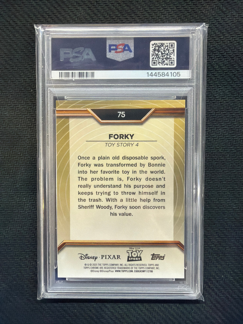 2025 Topps Pixar Gold Forky #75 PSA 10 105