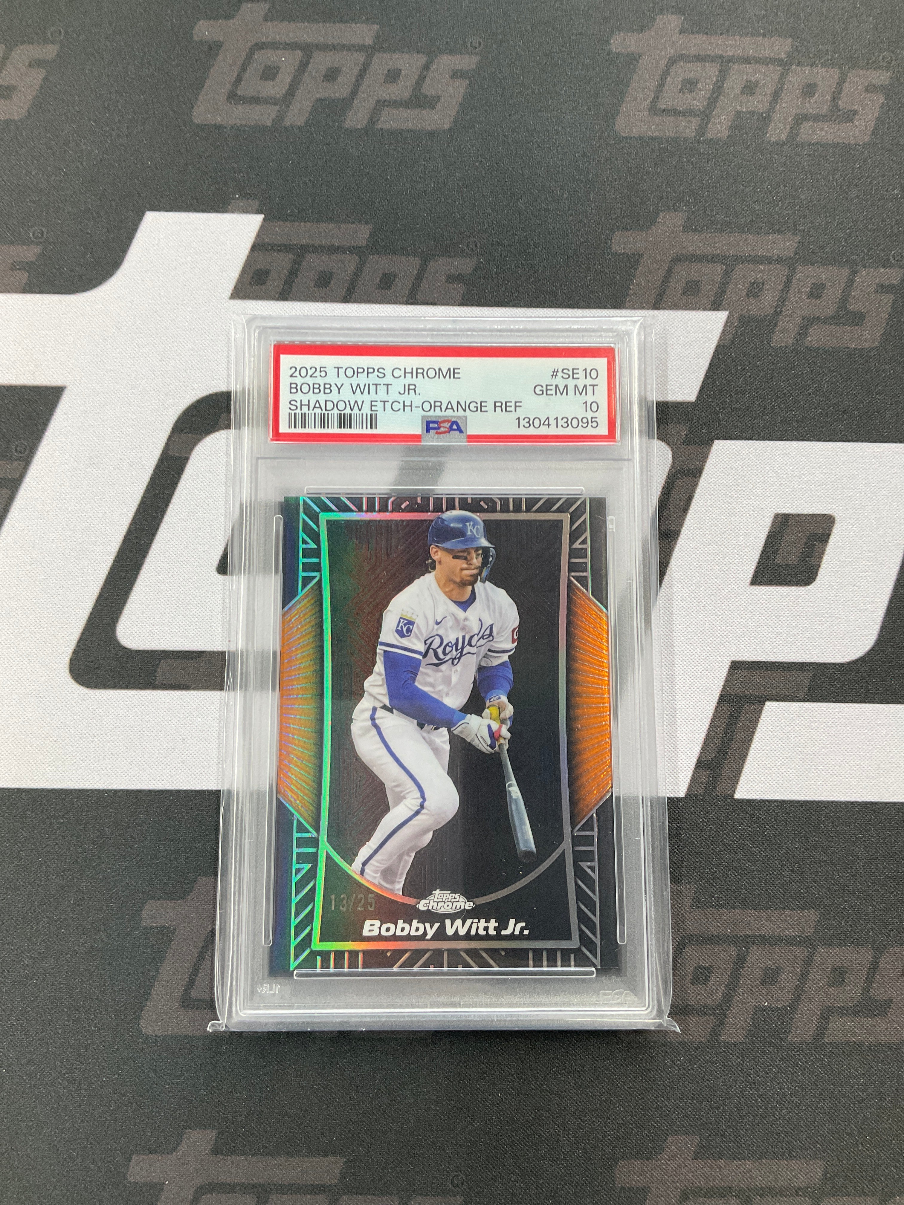 2025 Topps Chrome Bobby Witt Jr. Shadow Etch Orange /25 PSA 10