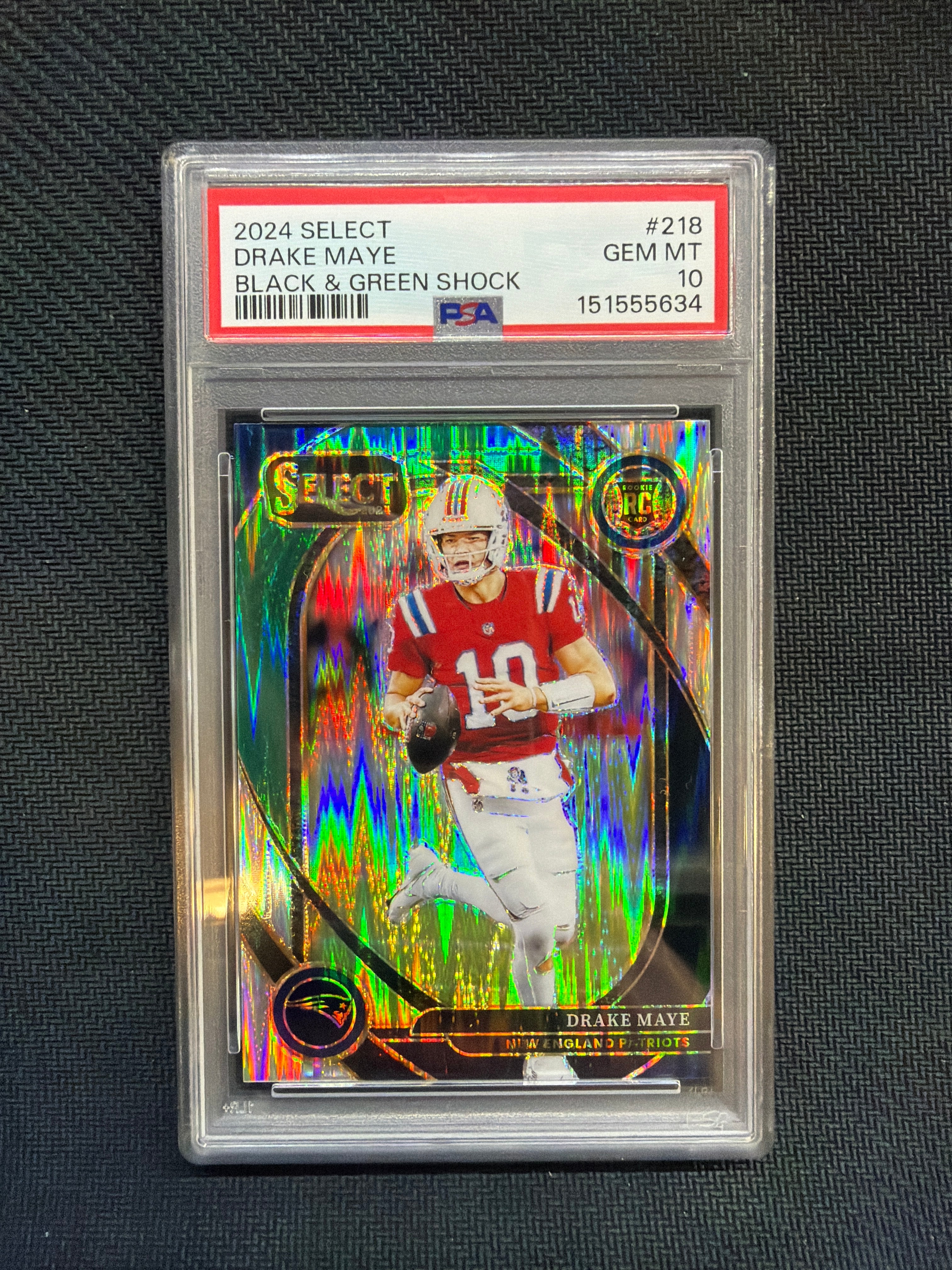 2024 Select Drake Maye Black Green Shock PSA 10 Rookie 634