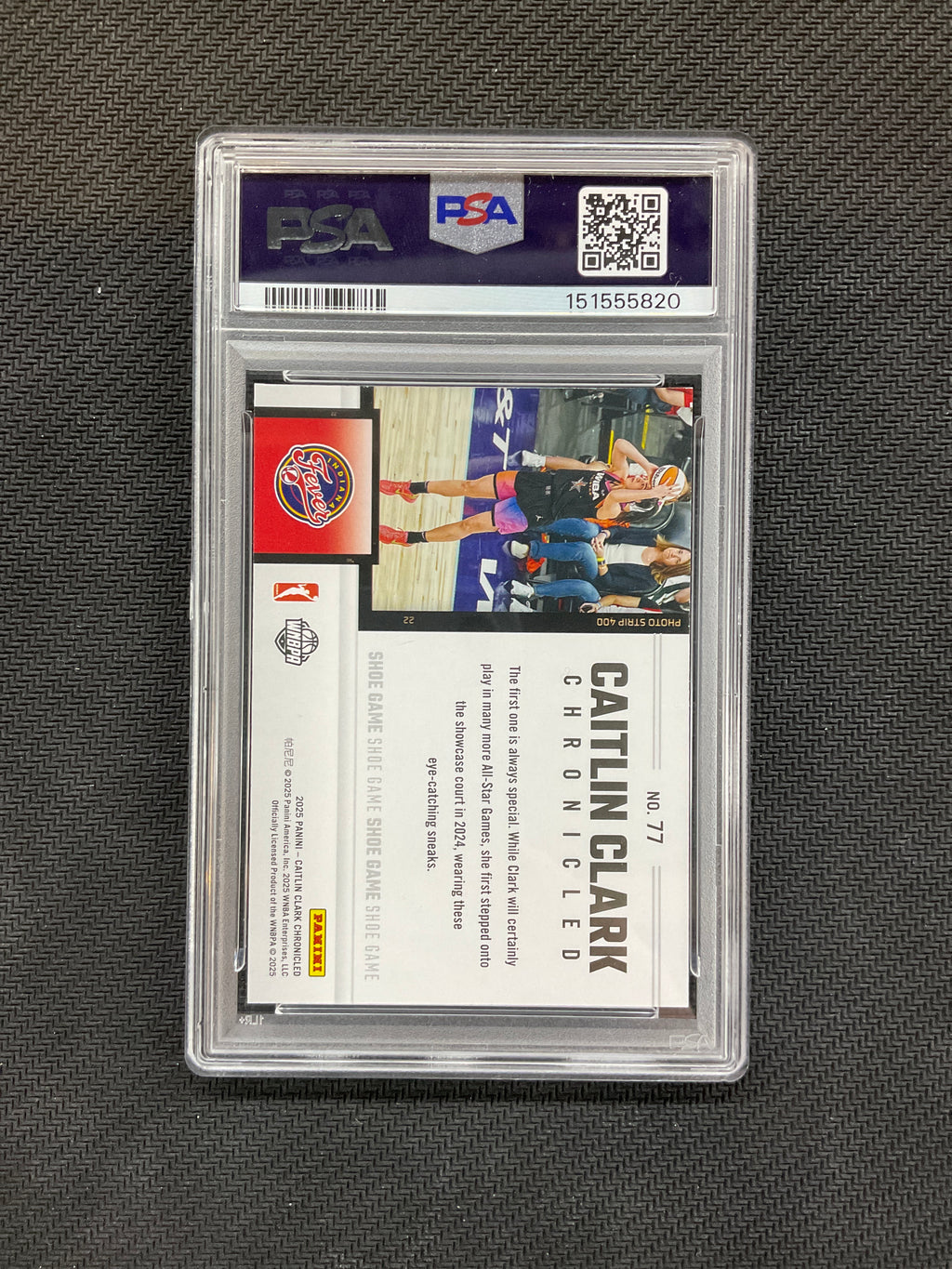 2025 PaninI Caitlin Clark Chronicles #77 Shoe Game PSA 8 820
