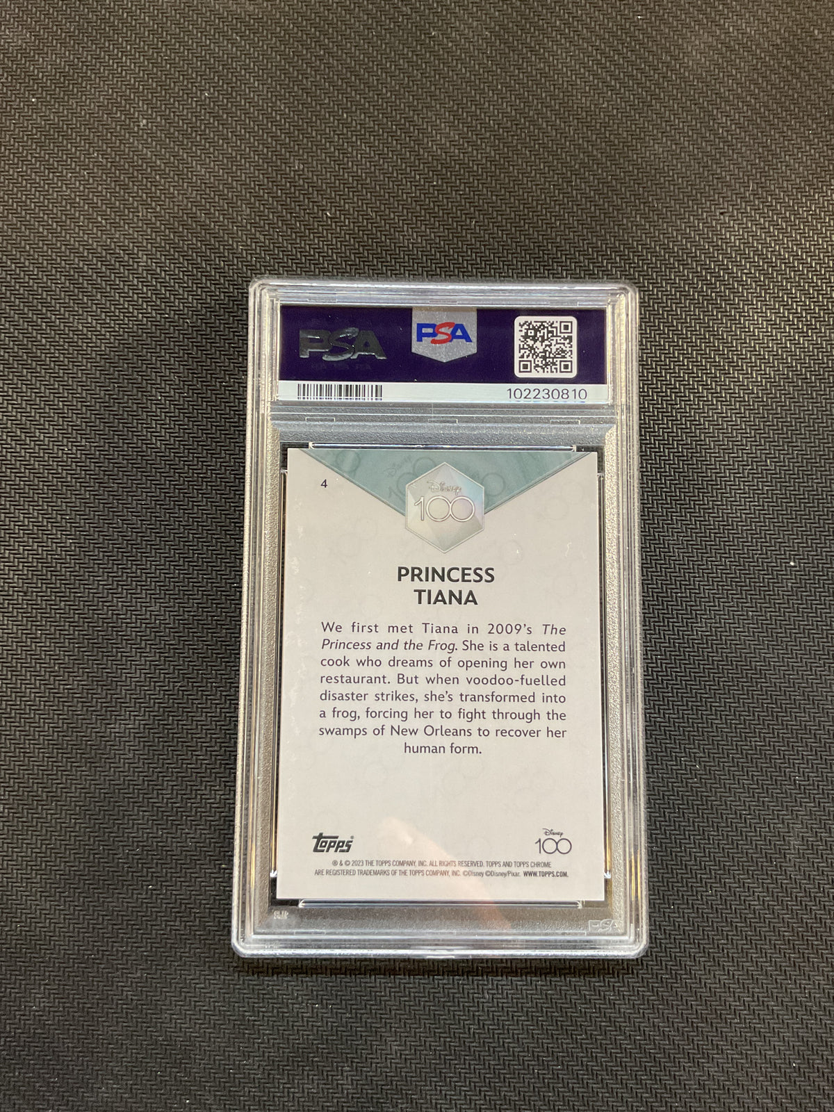 2023 Topps Chrome Dinsey 100 Princess Tiana Gold Wave /50 PSA 10