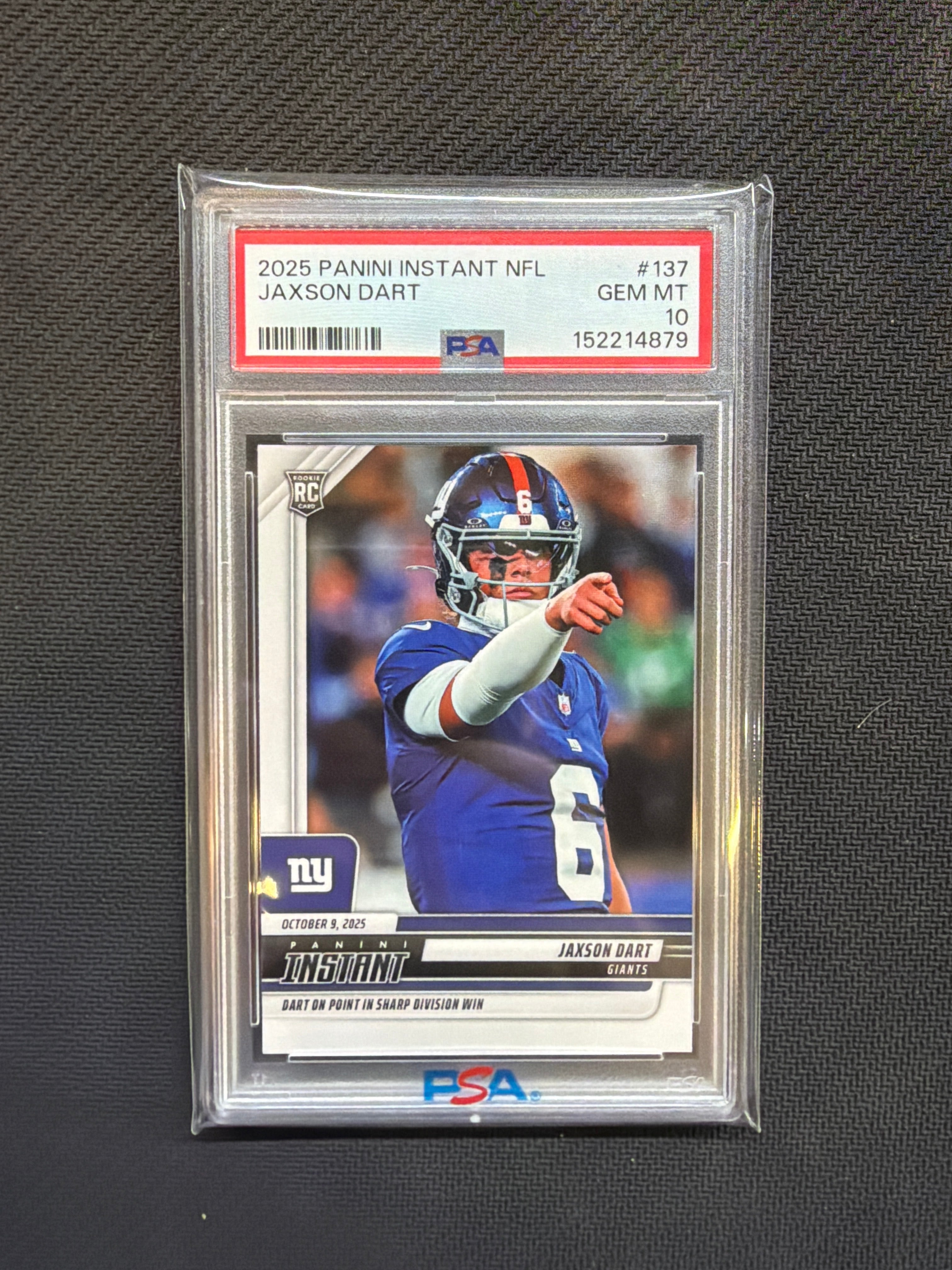2025 Panini Instant NFL Jaxson Dart PSA 10 879
