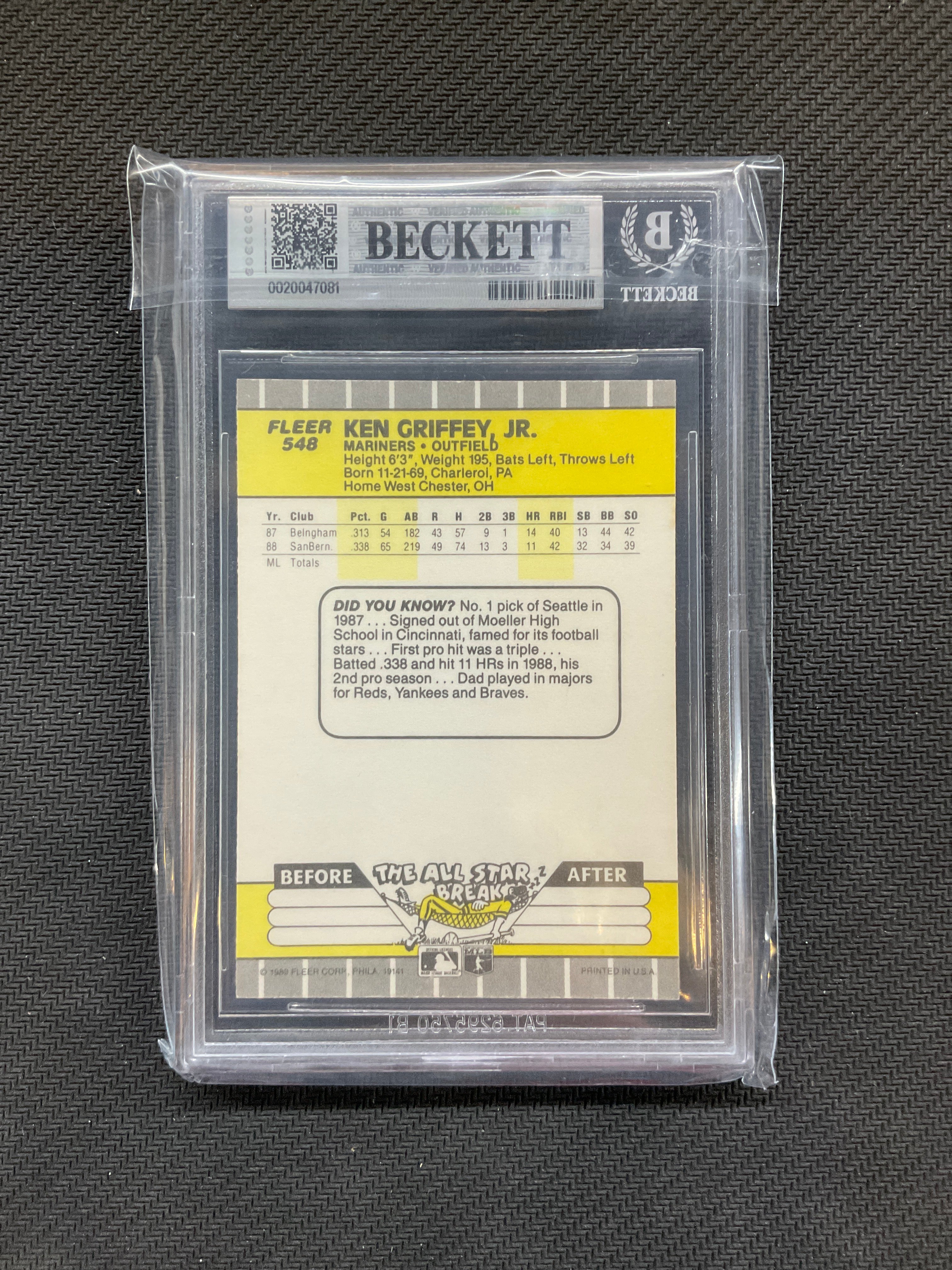 1989 Fleer Ken Griffey Jr BGS 9