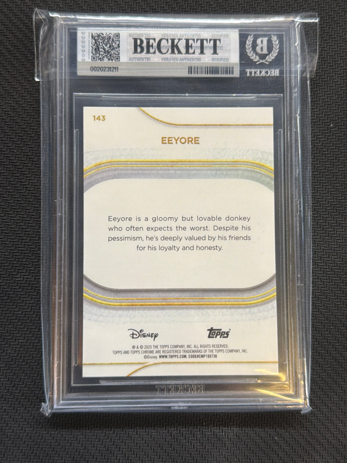 2025 Topps Chrome Disney Eeyore Mickey Mouse Black White Shimmer BGS 8.5