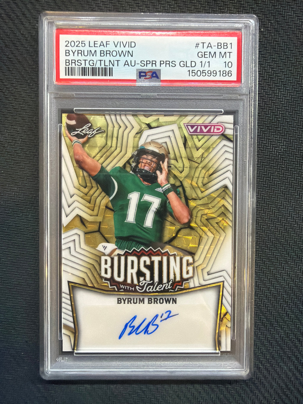 2025 Leaf Vivid Byrum Brown Bursting 1/1 Auto PSA 10 Auburn