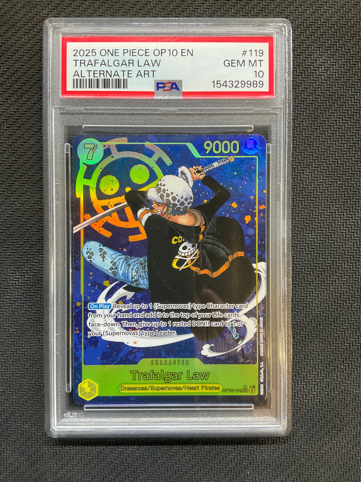 2025 One Piece OP10 Trafalgar Law Alt Art 119 PSA 10