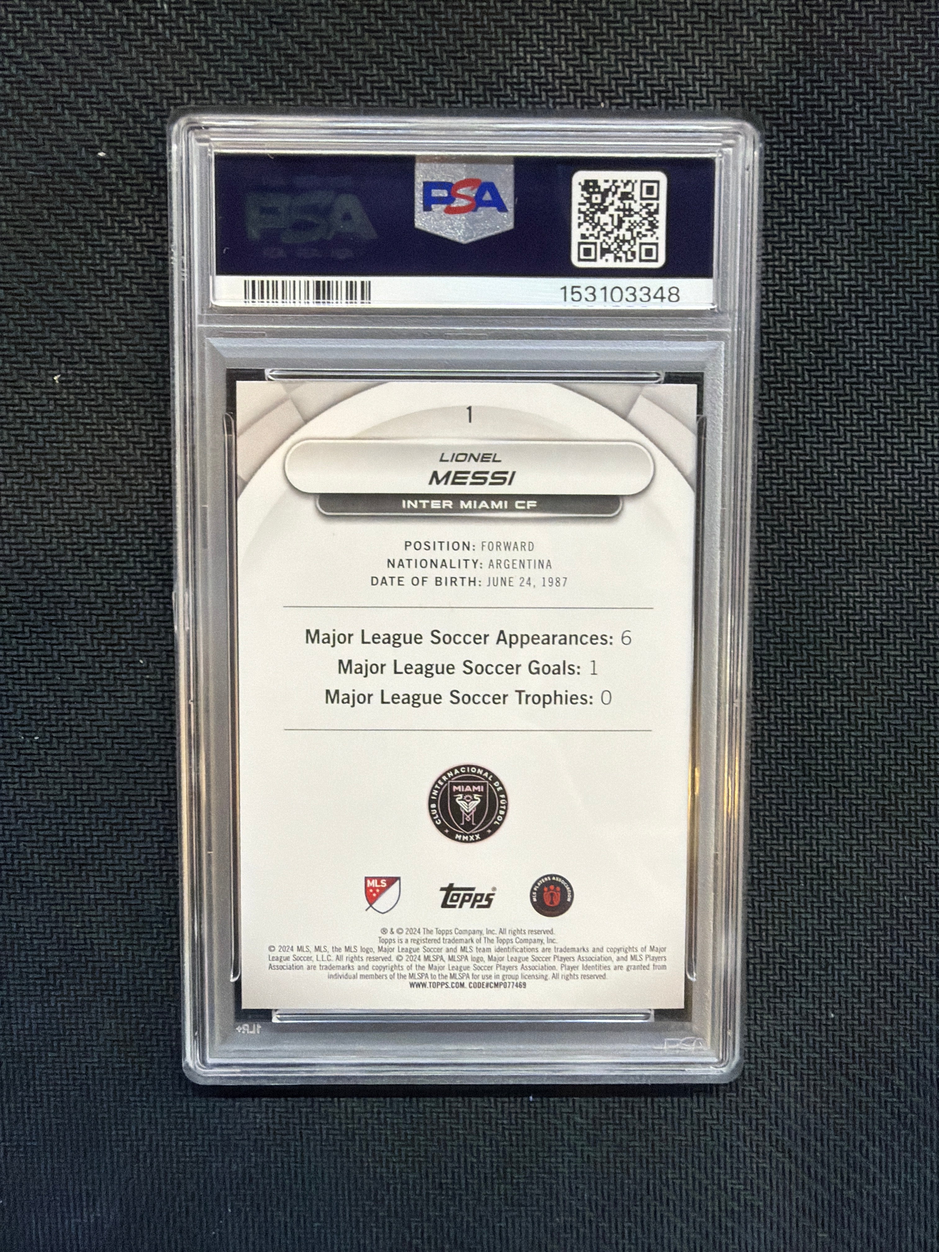 2024 Topps MLS Superstars Lionel Messi Rare Ice PSA 9 Inter Miami