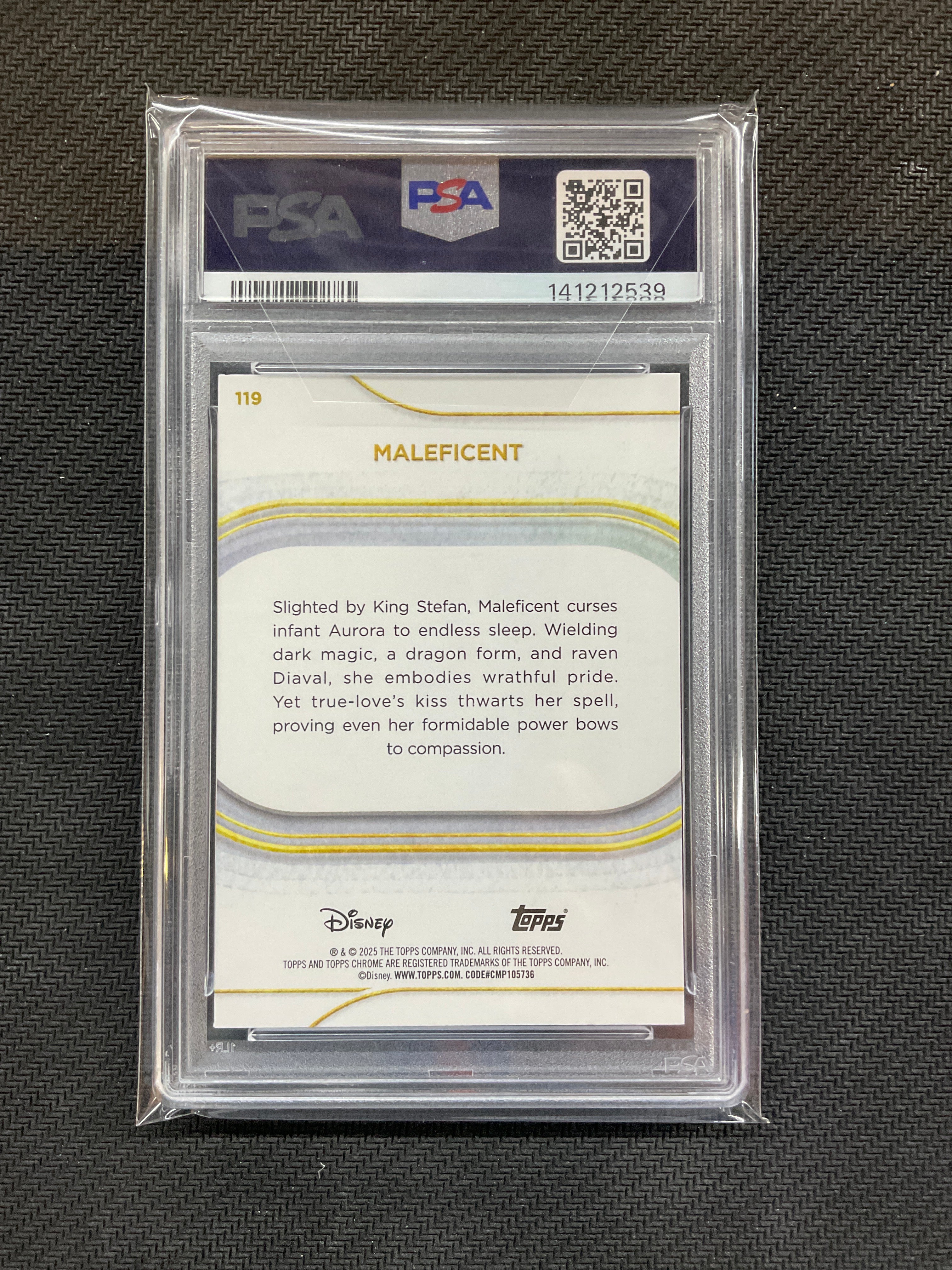 2025 Topps Chrome Disney Sapphire Maleficent #119 PSA 9 539