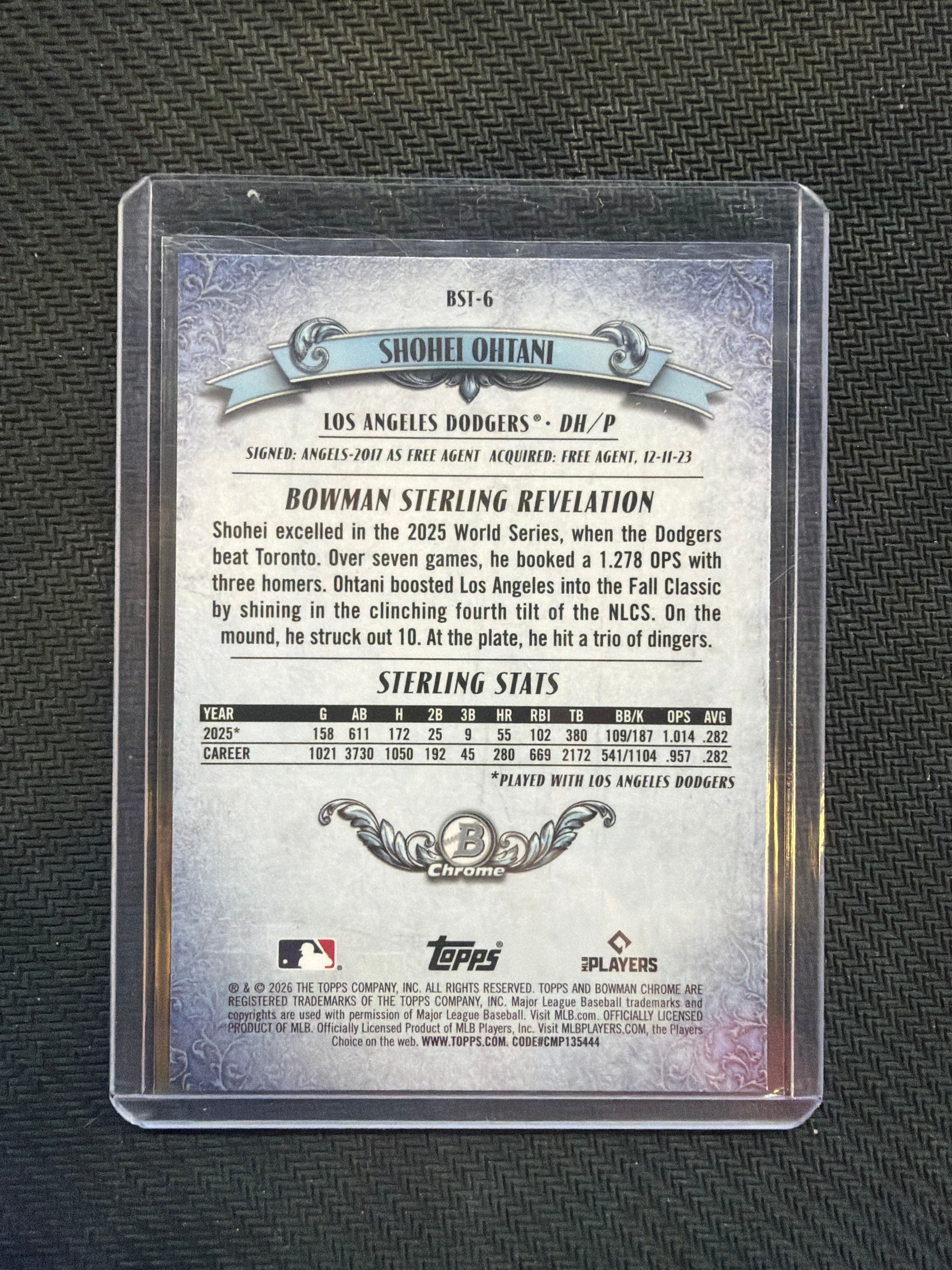 2026 Bowman Chrome Shohei Ohtani Sterling Dodgers