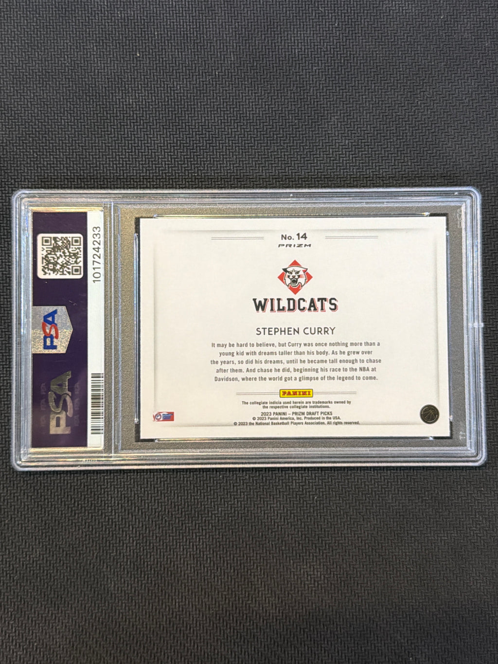2023 Prizm Draft Picks Stephen Curry Black Color Blast PSA 10 Wildcats
