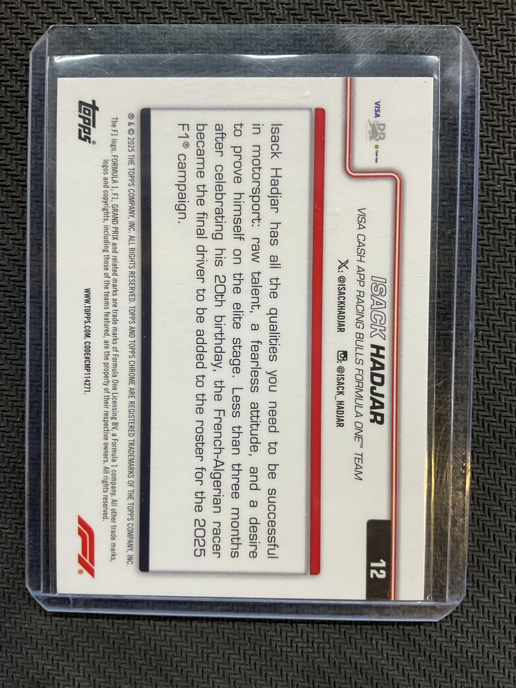 2025 Topps Chrome F1 Isack Hadjar Rookie Pink Refractor /250