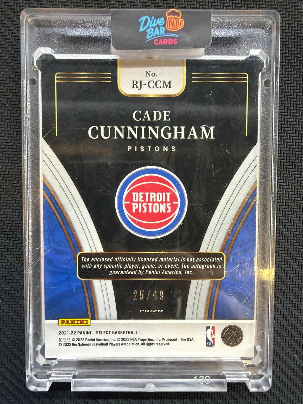 2021-22 Panini Select Cade Cunningham Rookie Patch Auto Purple /99 #RJ-CCM Pistons