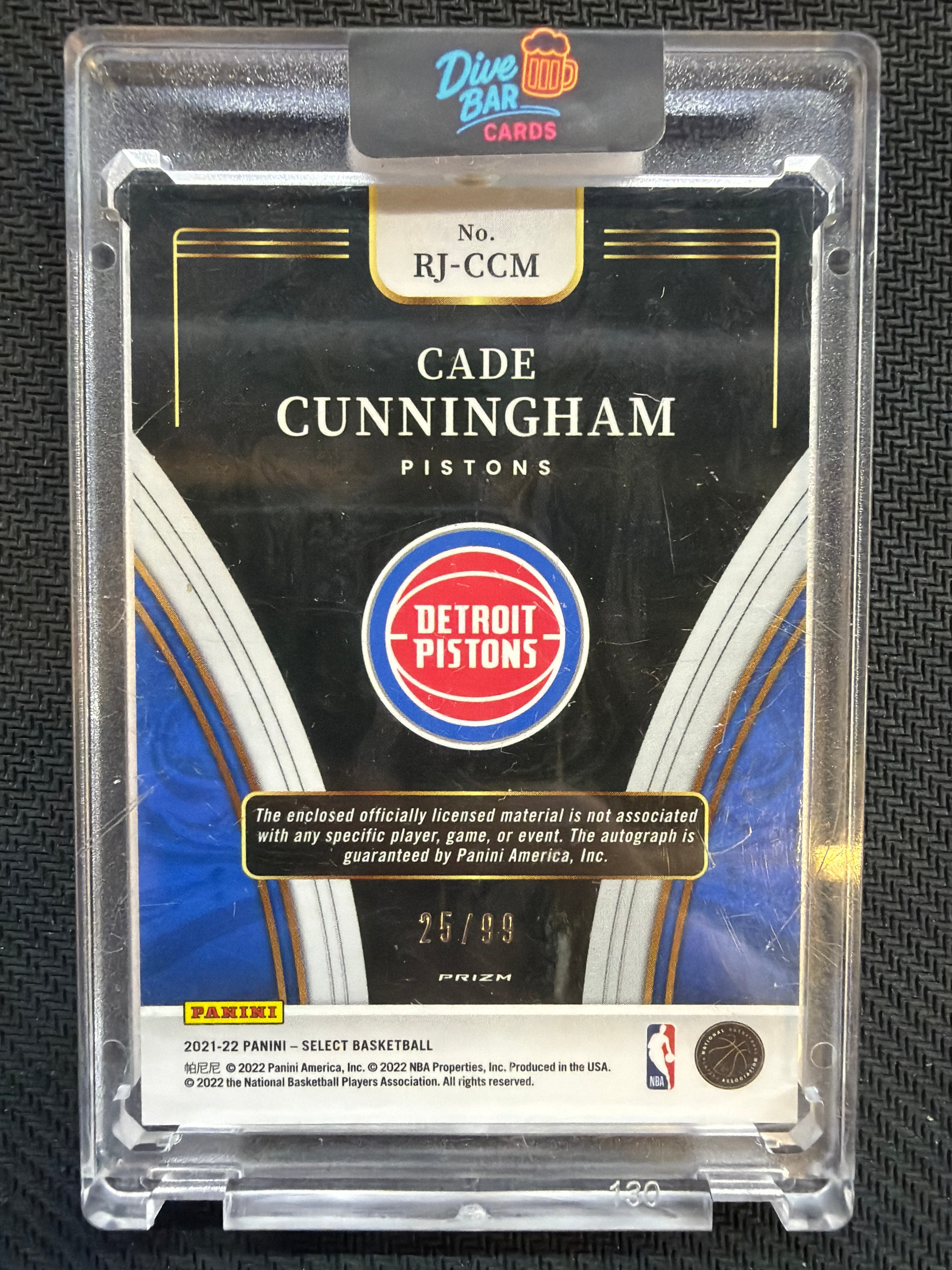 2021-22 Panini Select Cade Cunningham Rookie Patch Auto Purple /99 #RJ-CCM Pistons