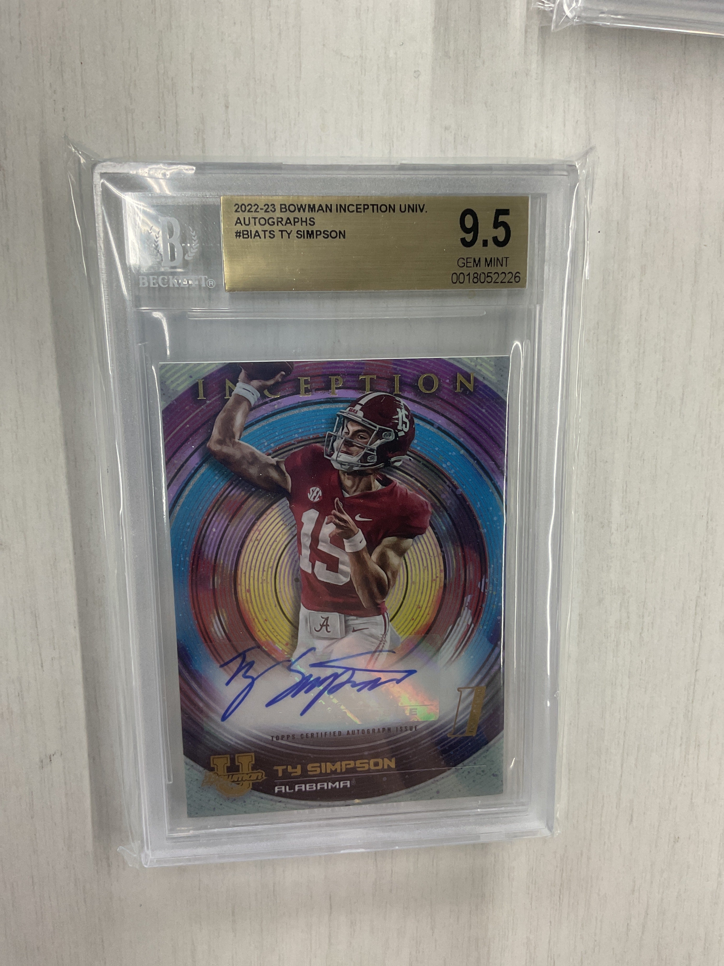 2022 Inception Ty Simpson Rookie Auto BGS 9.5 Alabama