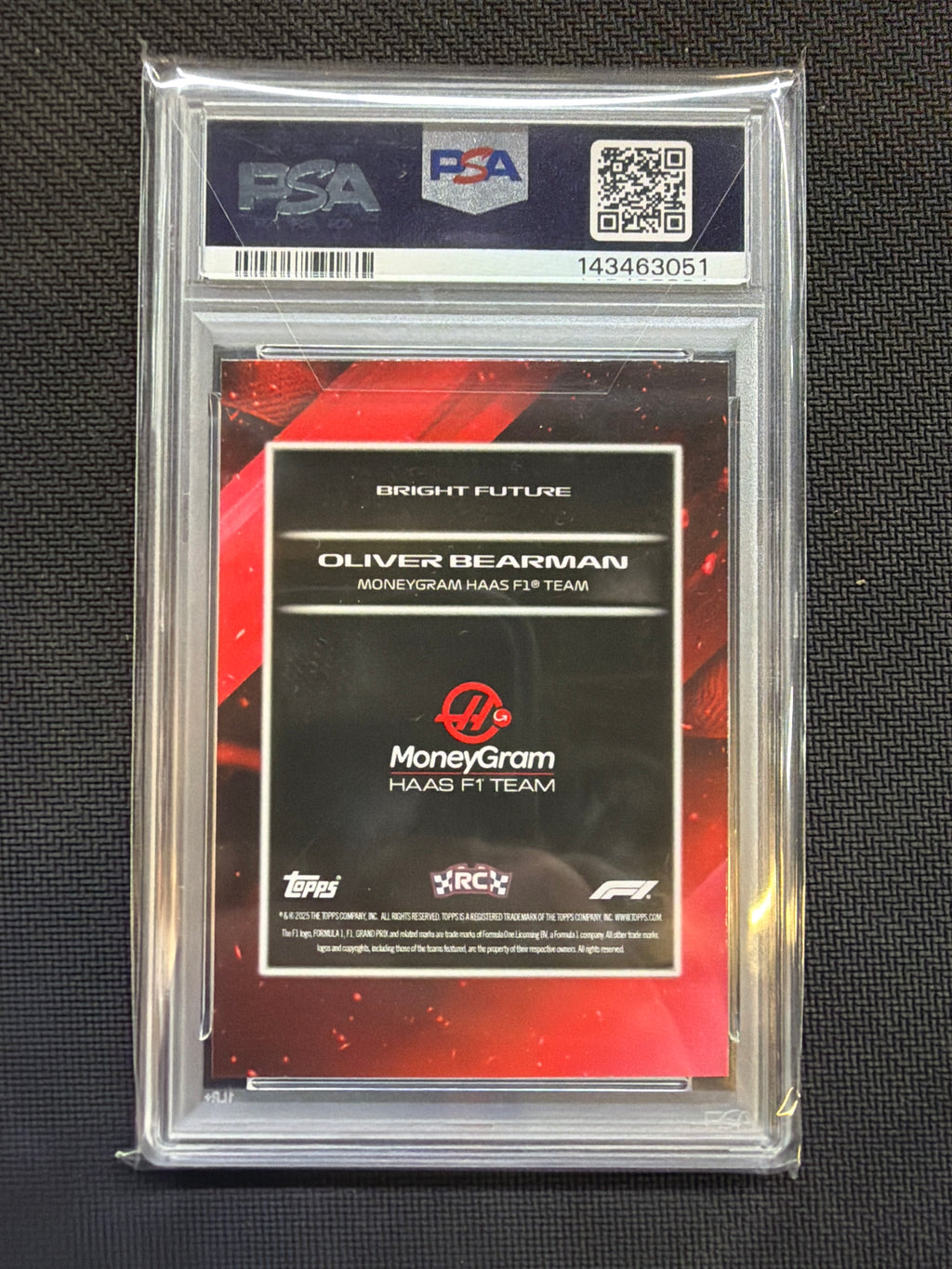 2025 Topps Lights Out Oliver Bearman Bright Future Rookie PSA 10