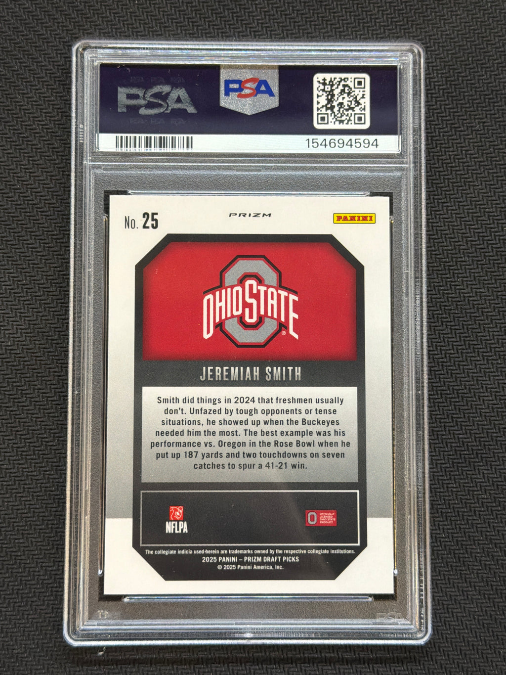 2025 Prizm Draft Picks Jeremiah Smith New Recruits Gold Ice PSA 9 594