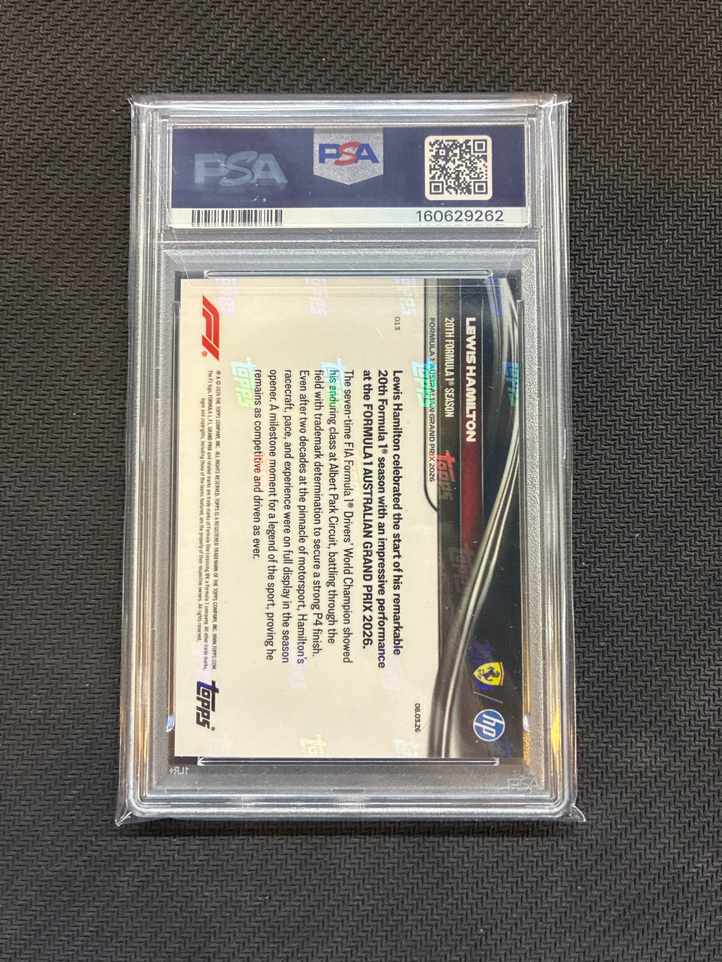 2026 Topps Now Formula 1 Lewis Hamilton #13 PSA 10 262