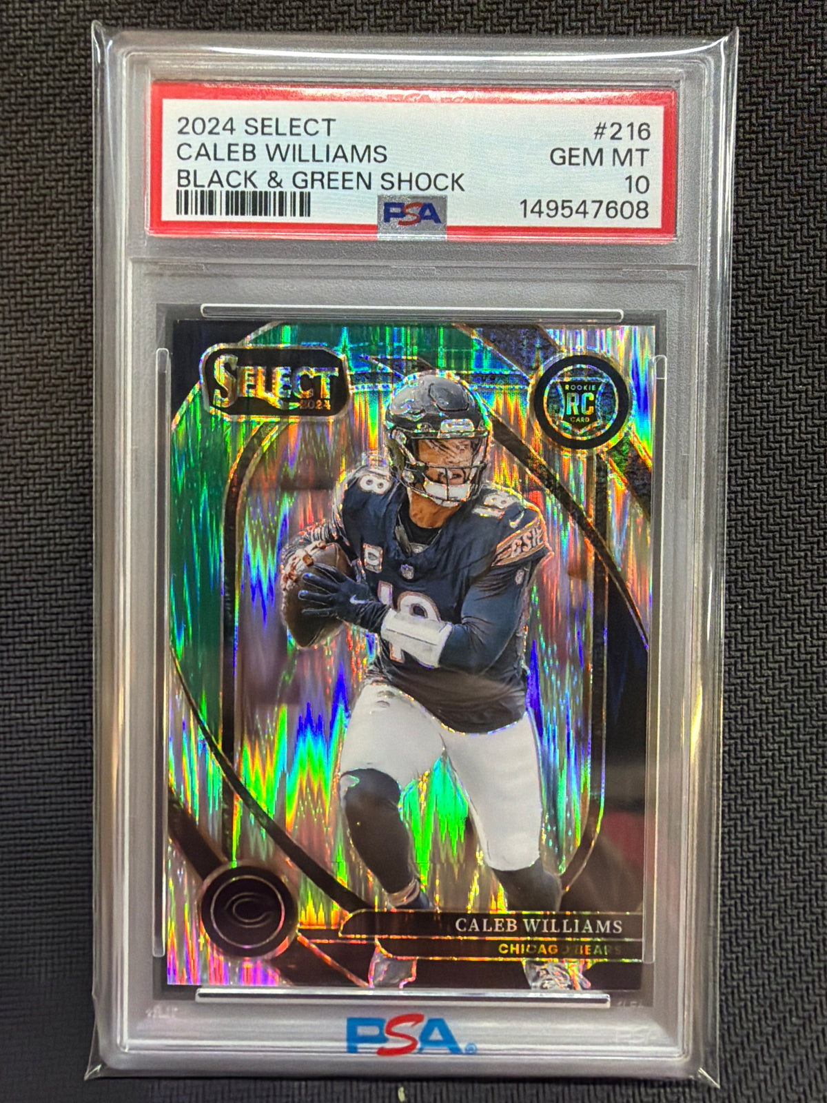 2024 Select Caleb Williams Black & Green Shoch #216 Rookie PSA 10 Bears