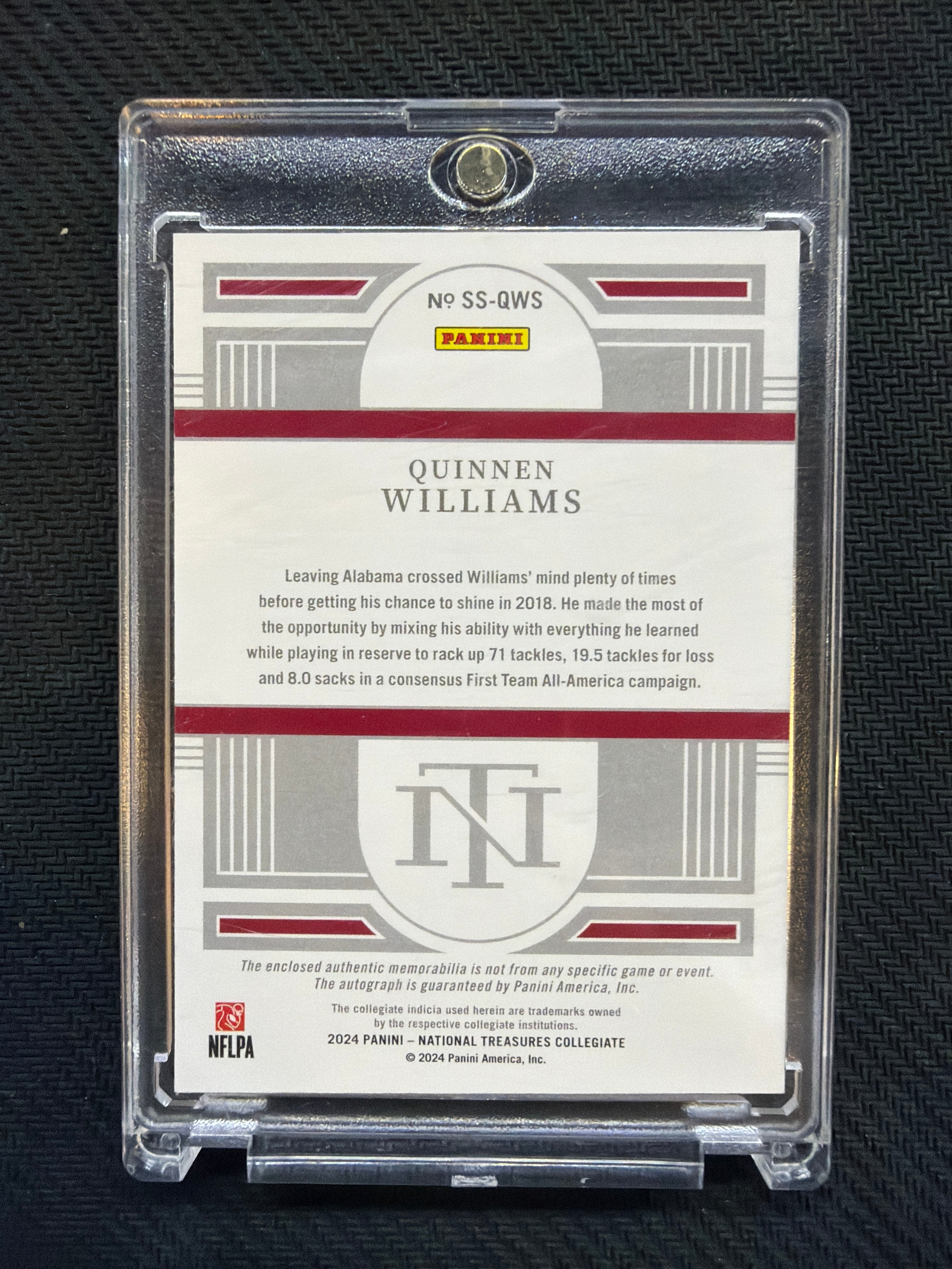 2024 National Treasures Quinnen Williams Patch Auto /99 Alabama