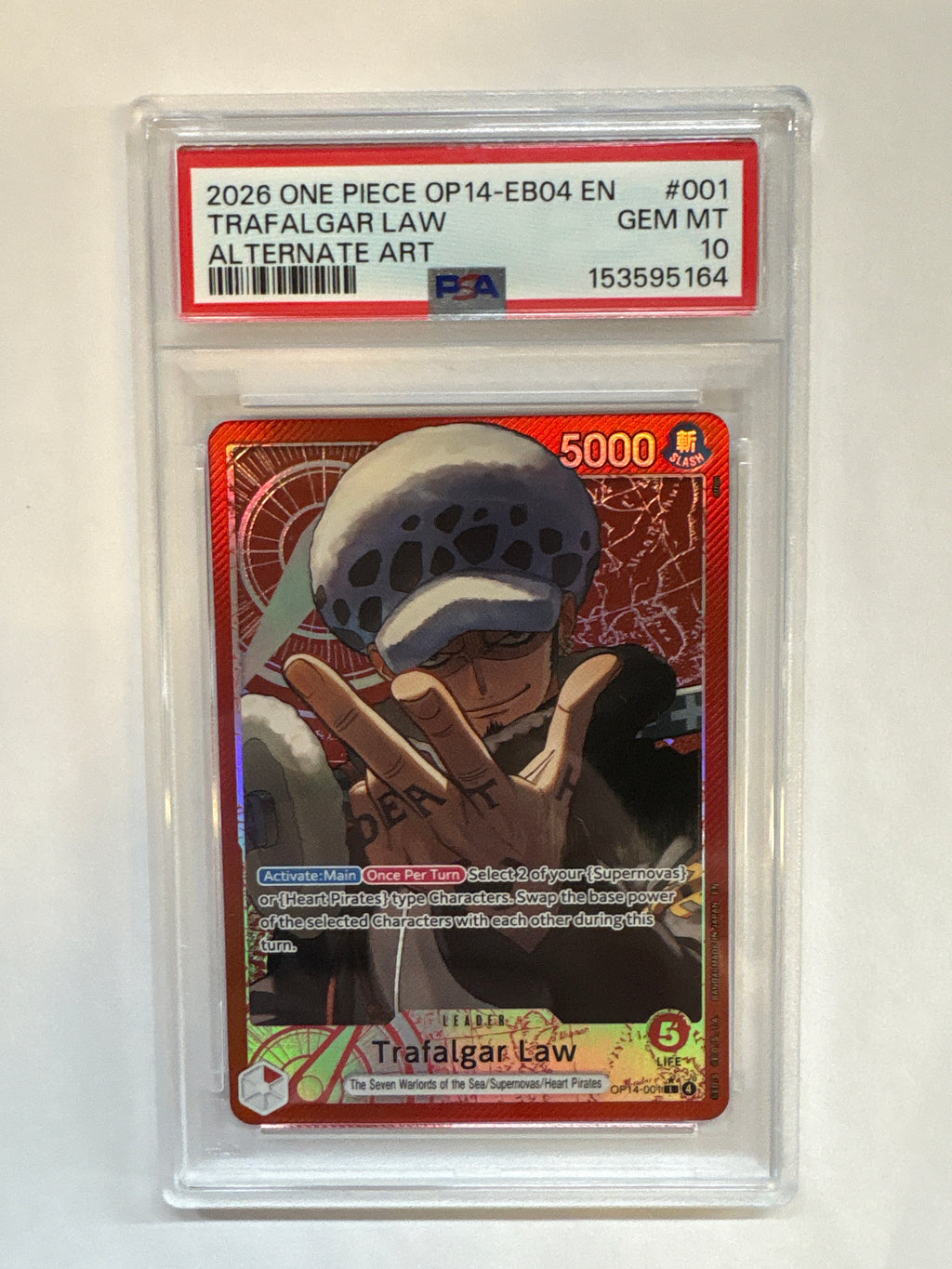 2026 One Piece OP14-EB04 Trafalgar Law 001 Alt Art PSA 10