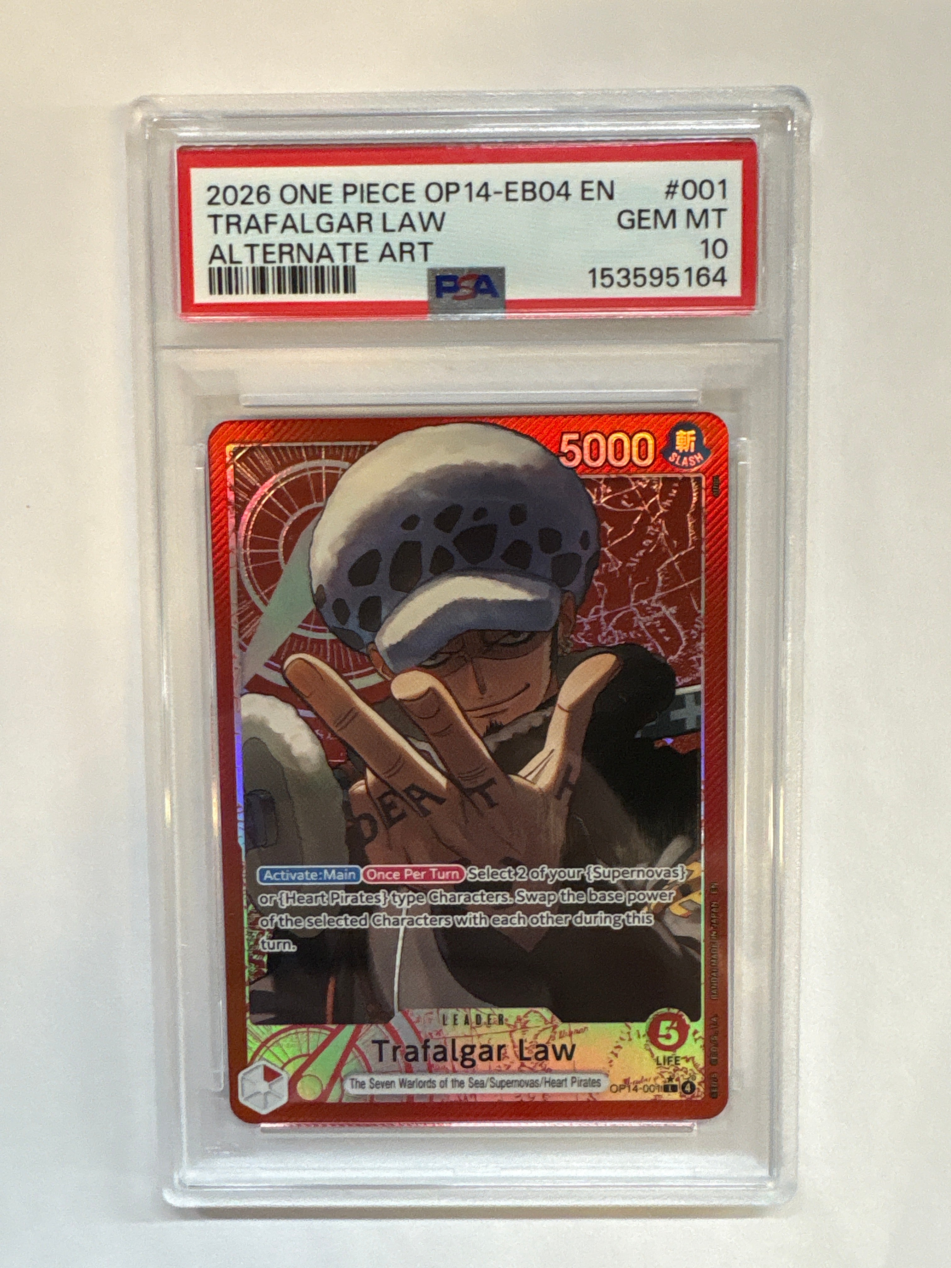 2026 One Piece OP14-EB04 Trafalgar Law 001 Alt Art PSA 10
