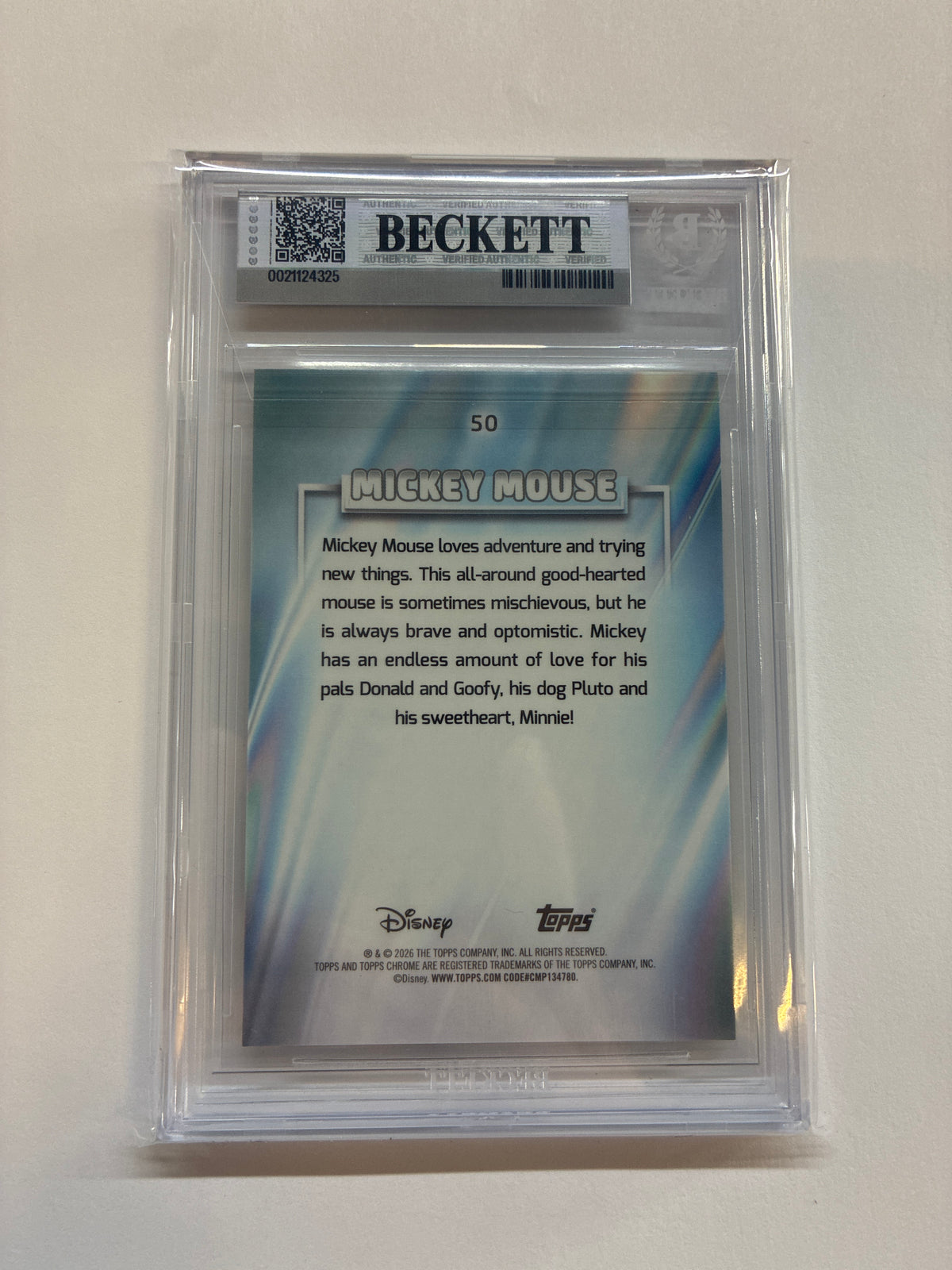 2026 Topps Chrome Disney Mickey Mouse Gold Wave Refractor /50 BGS 9