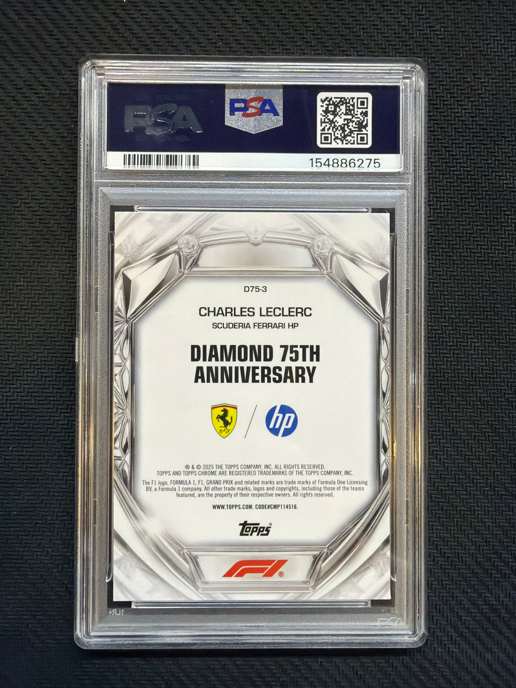 2025 Topps Chrome F1 Charles Leclerc Diamond 75th Anniversary PSA 10