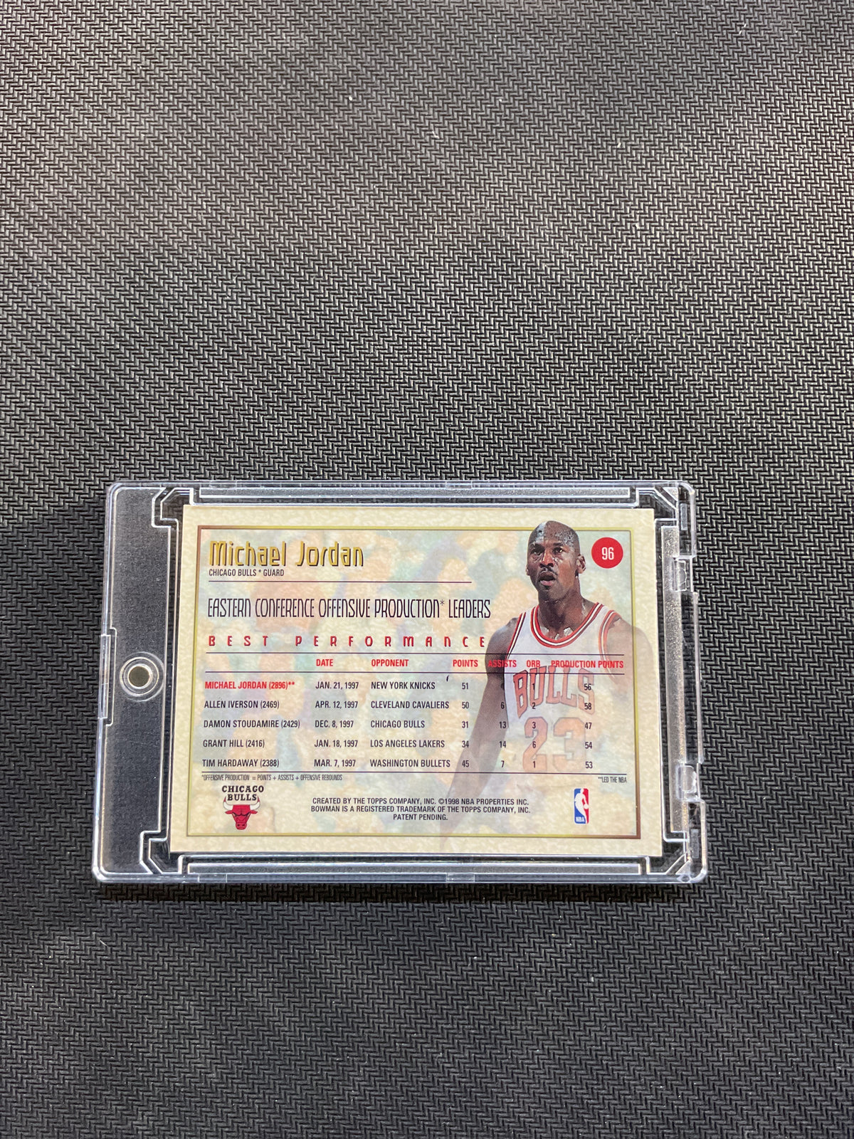 1998 Bowman's Best Michael Jordan Best Performance Bulls
