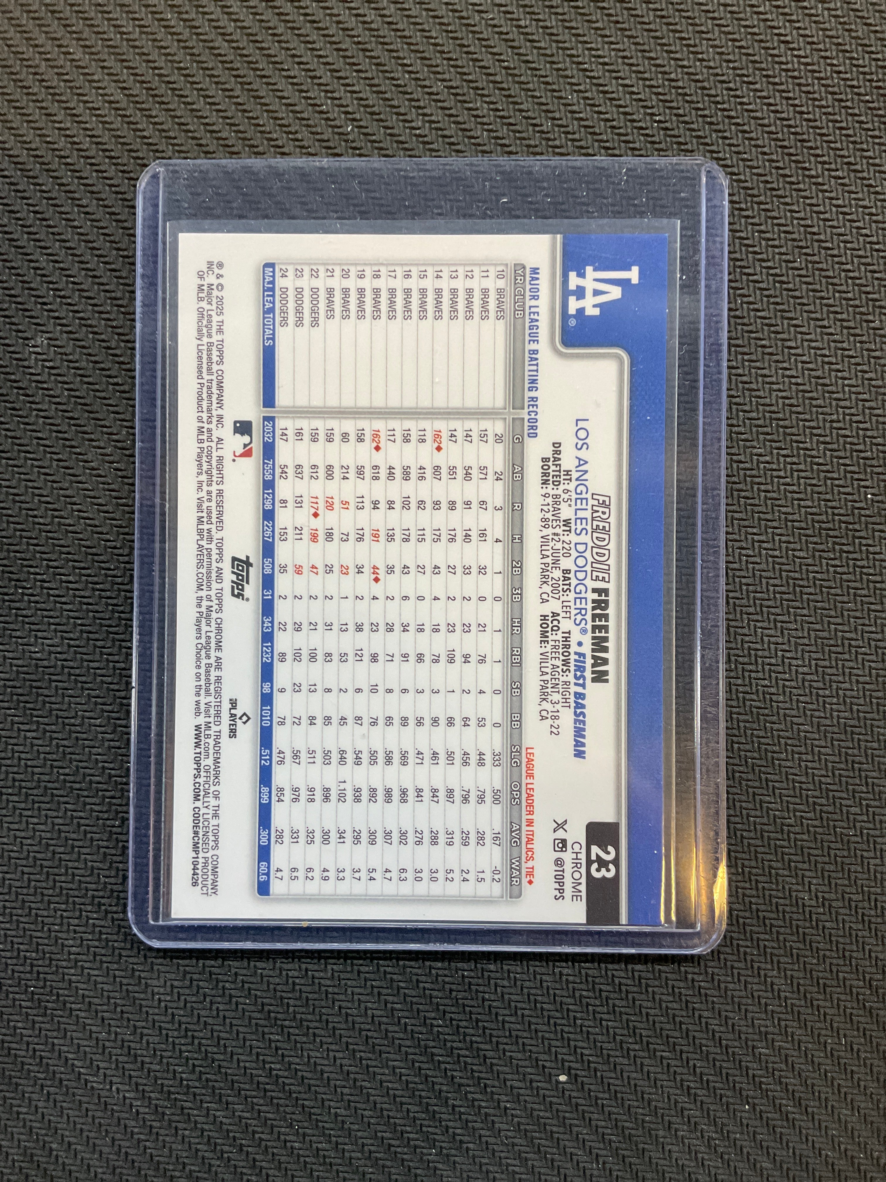 2025 Topps Chrome Logofractor Freddie Freeman Gold /50 Dodgers