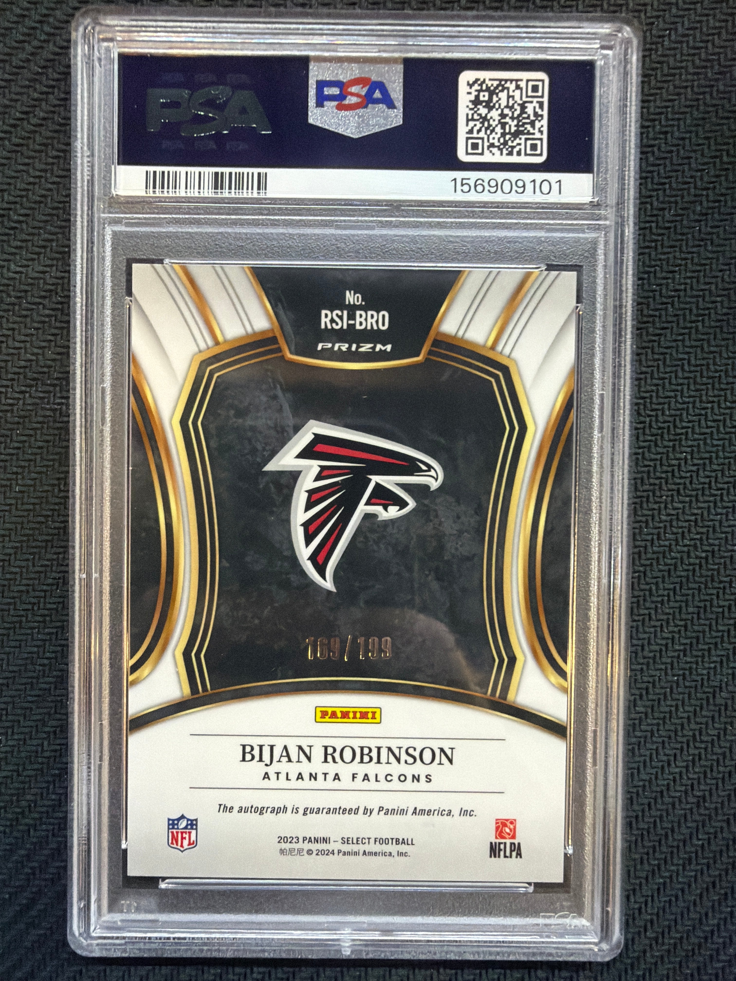 2023 Select Bijan Robinson Rookie Signature /199 #RSIBRO PSA 9 Falcons