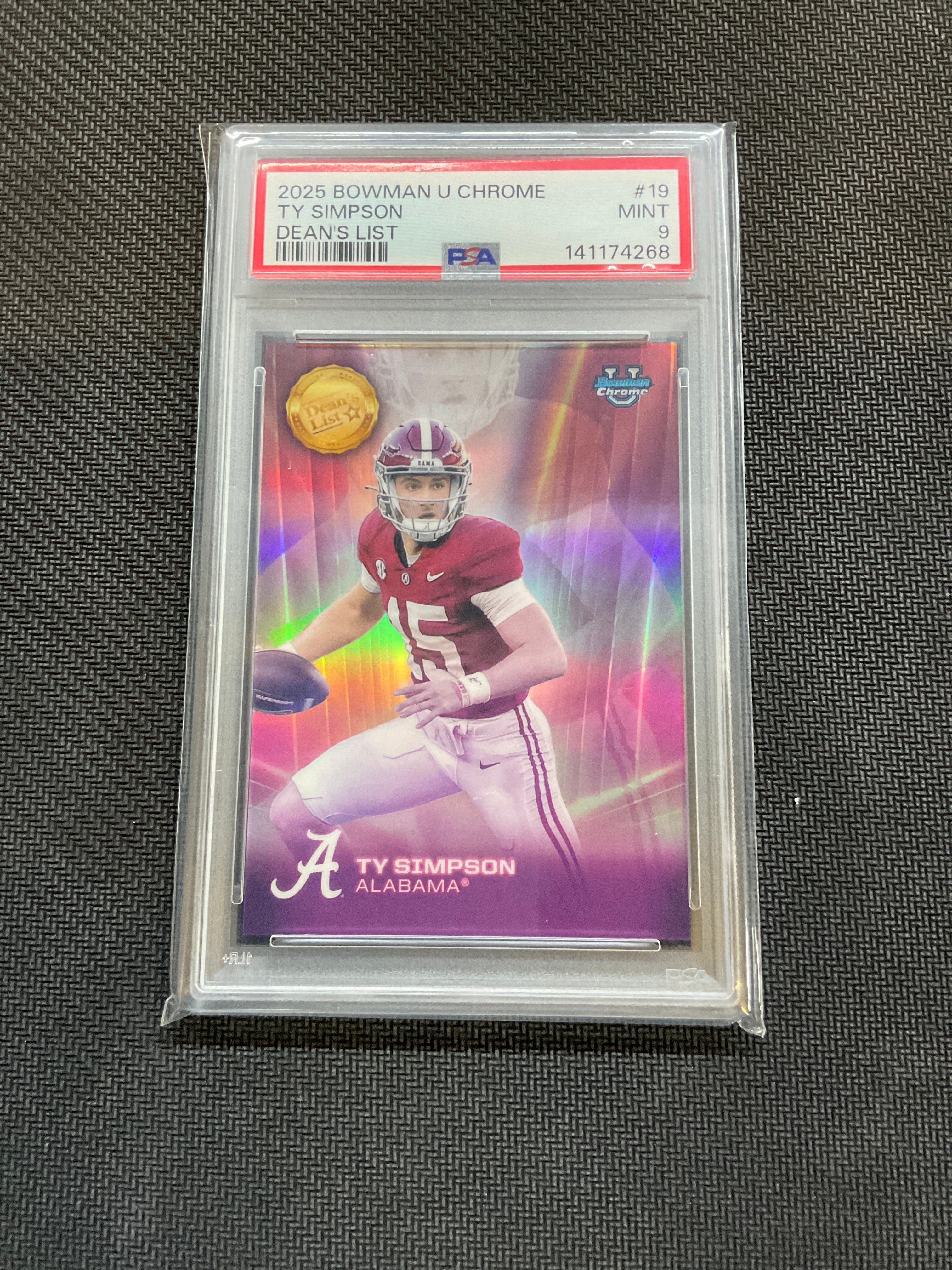 2025 Bowman U Chrome Ty Simpson Dean's List PSA 9 Case Hit Alabama
