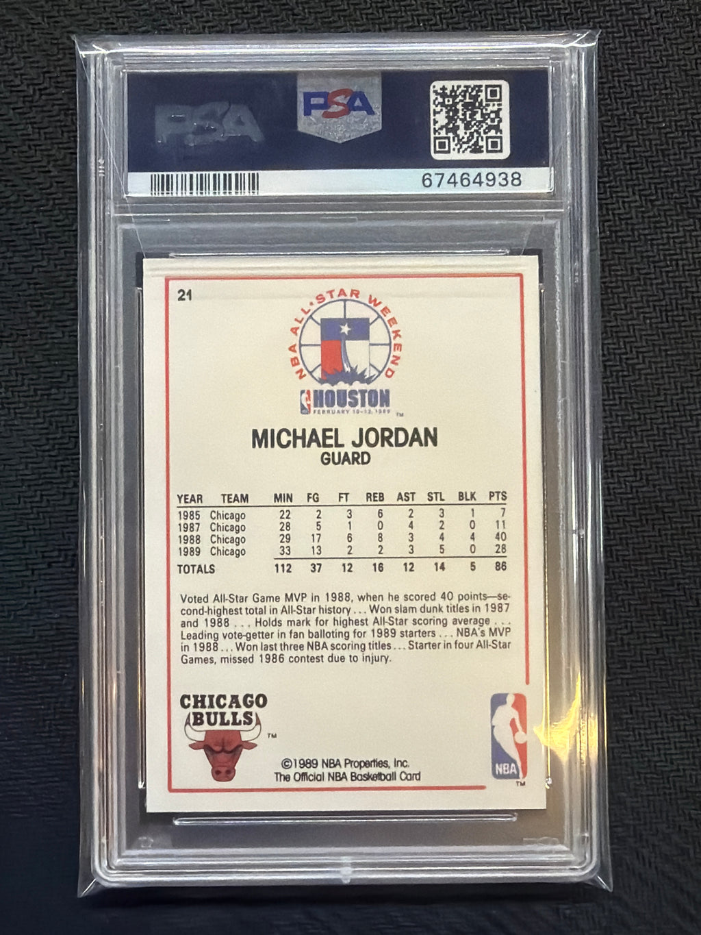 1989 Hoops Michael Jordan All-Star #21 PSA 10 938 Bulls