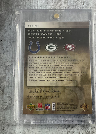 2007 Ultimate Peyton Manning Brett Favre Joe Montana Triple Auto /15