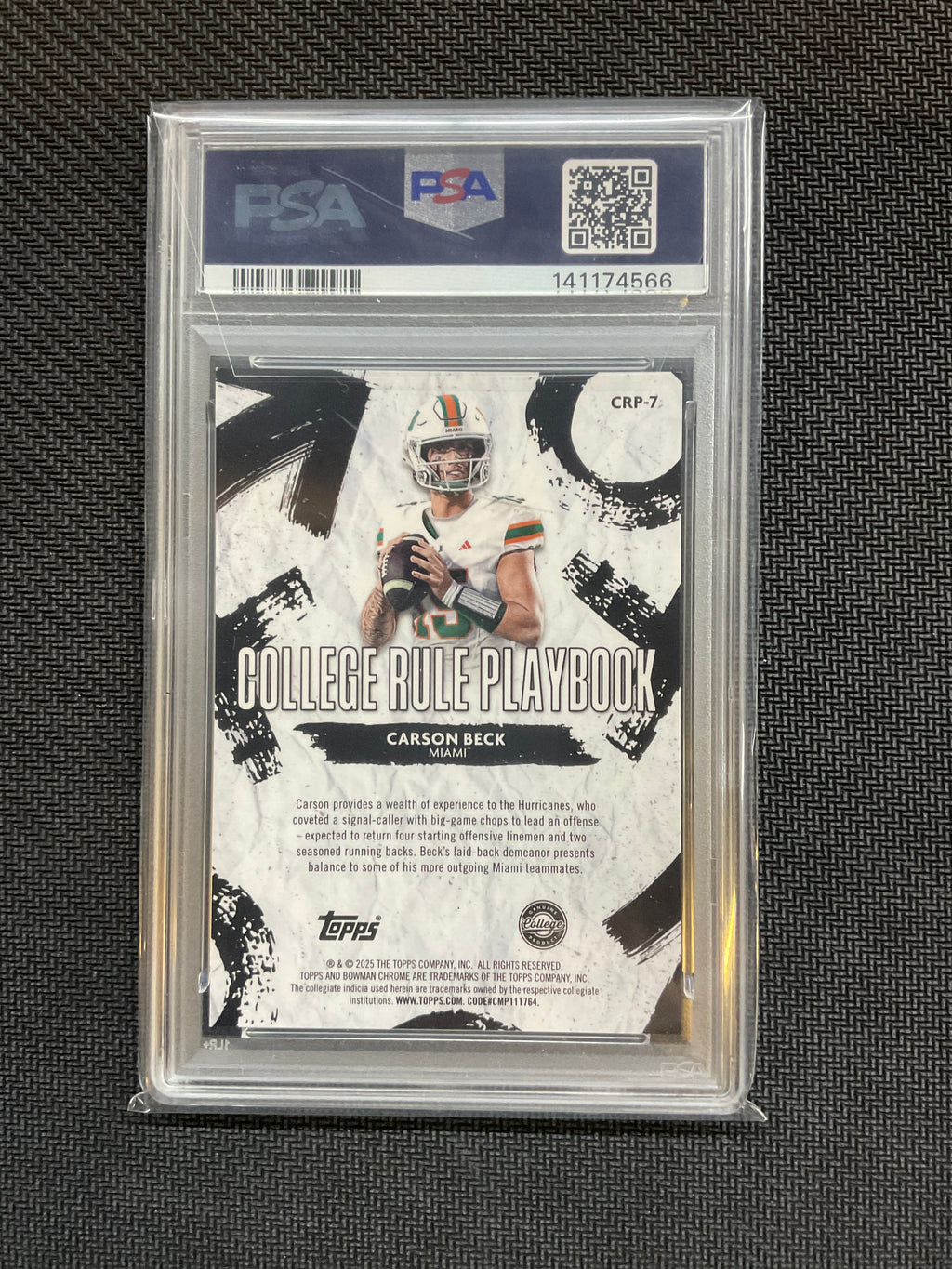 2025 Bowman Chrome Carson Beck Playbook Gold /50 PSA 9 Miami