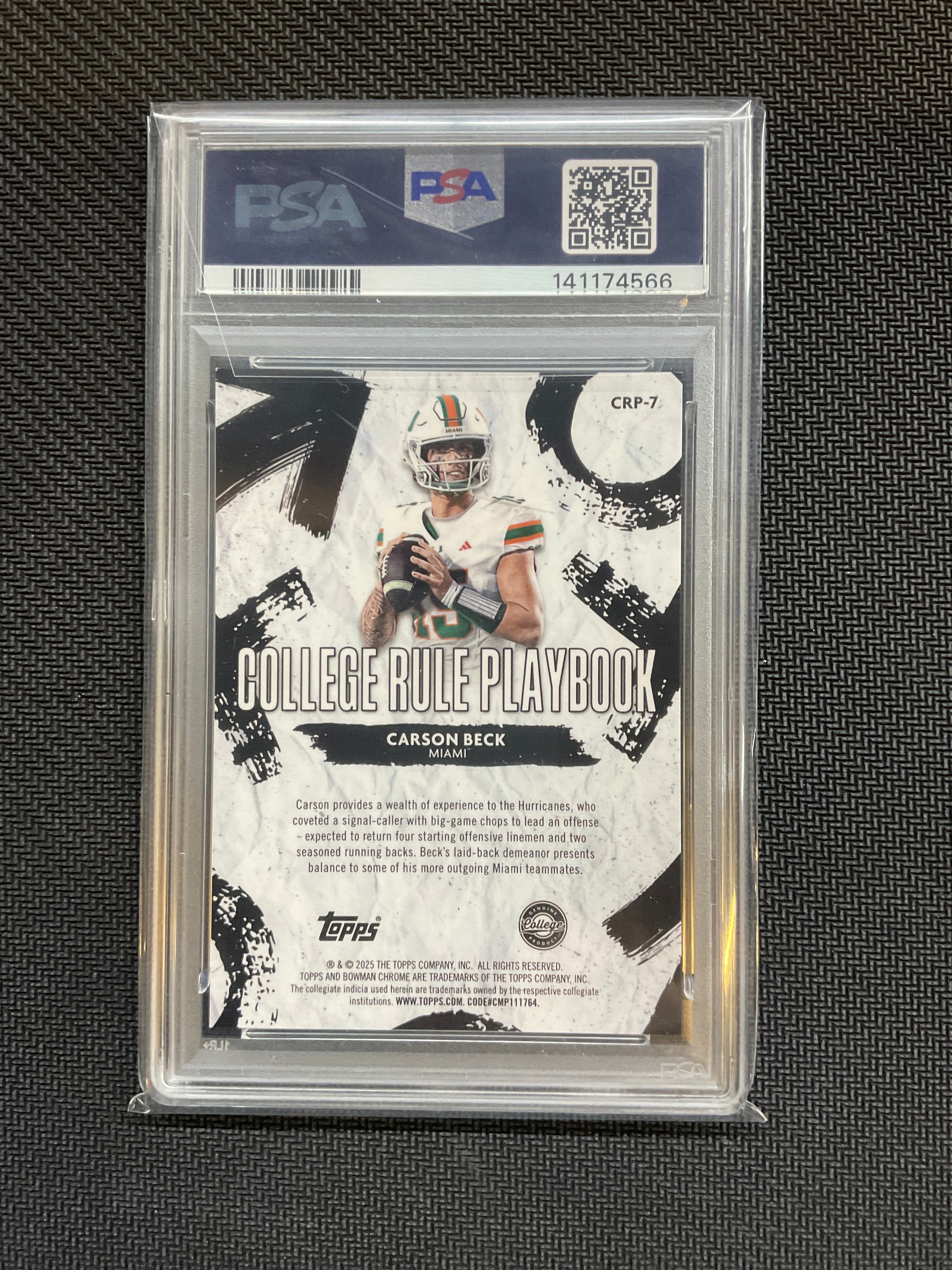 2025 Bowman Chrome Carson Beck Playbook Gold /50 PSA 9 Miami