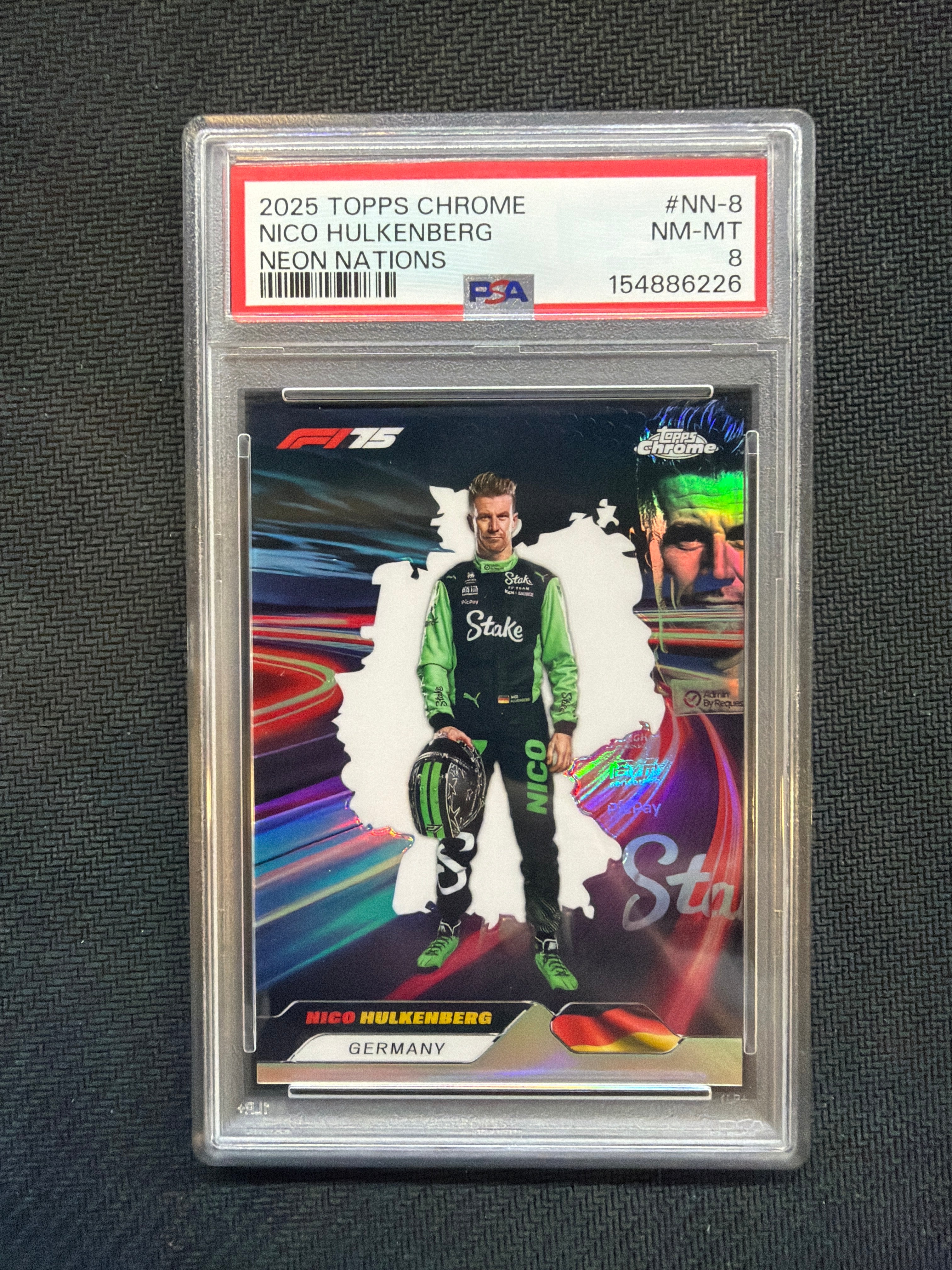 2025 Topps Chrome Nico Hulkenberg Neon Nations PSA 8