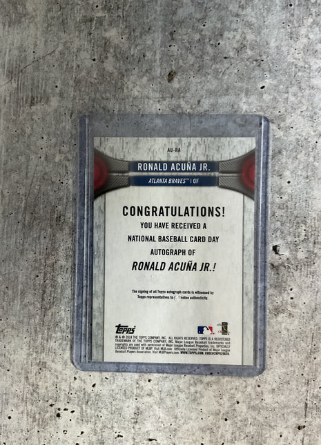 2018 Topps Ronald Acuna Jr. National Card Day Rookie Auto /75