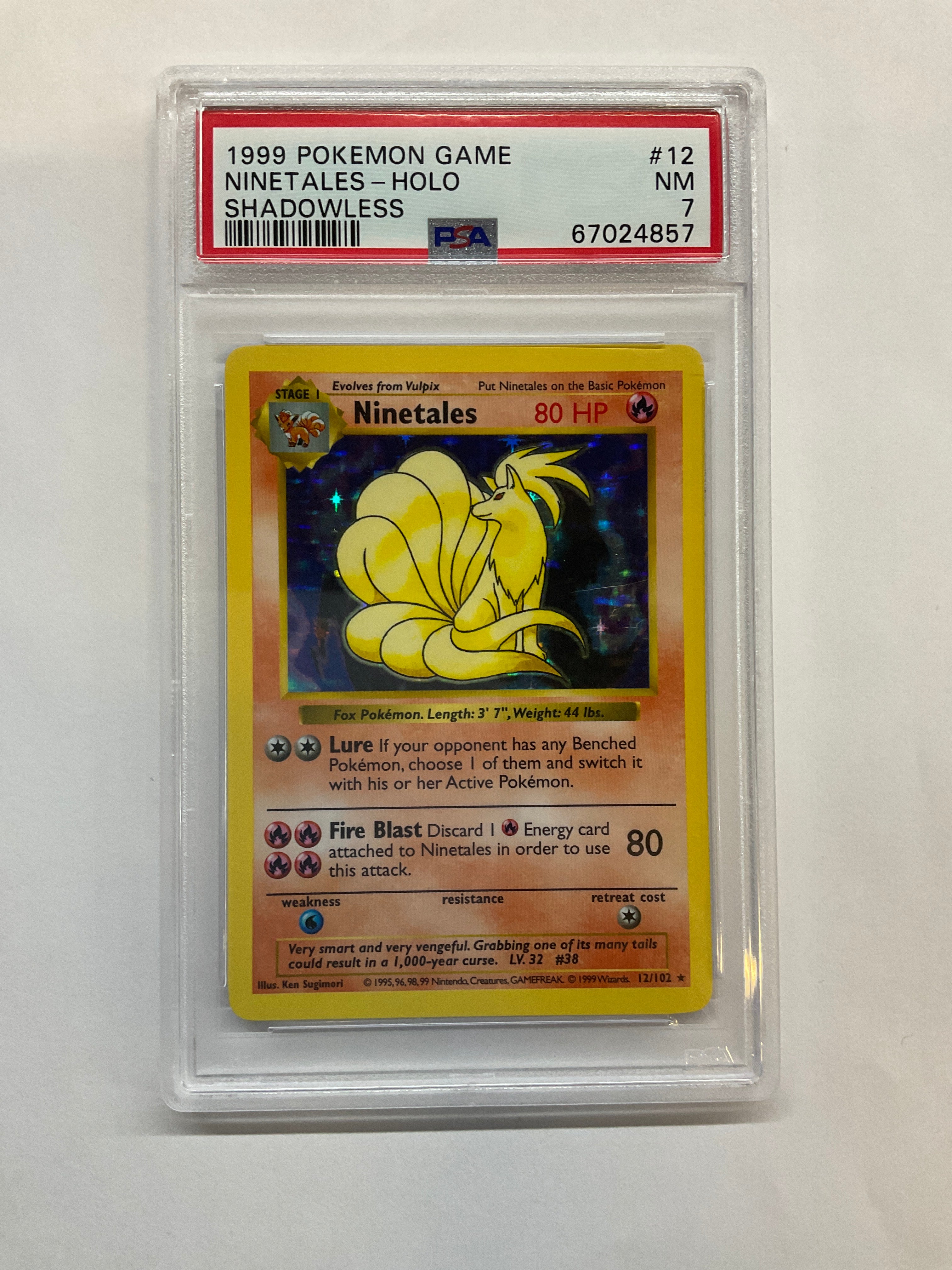 1999 Pokemon Shadowless Ninetales Holo 12 PSA 7