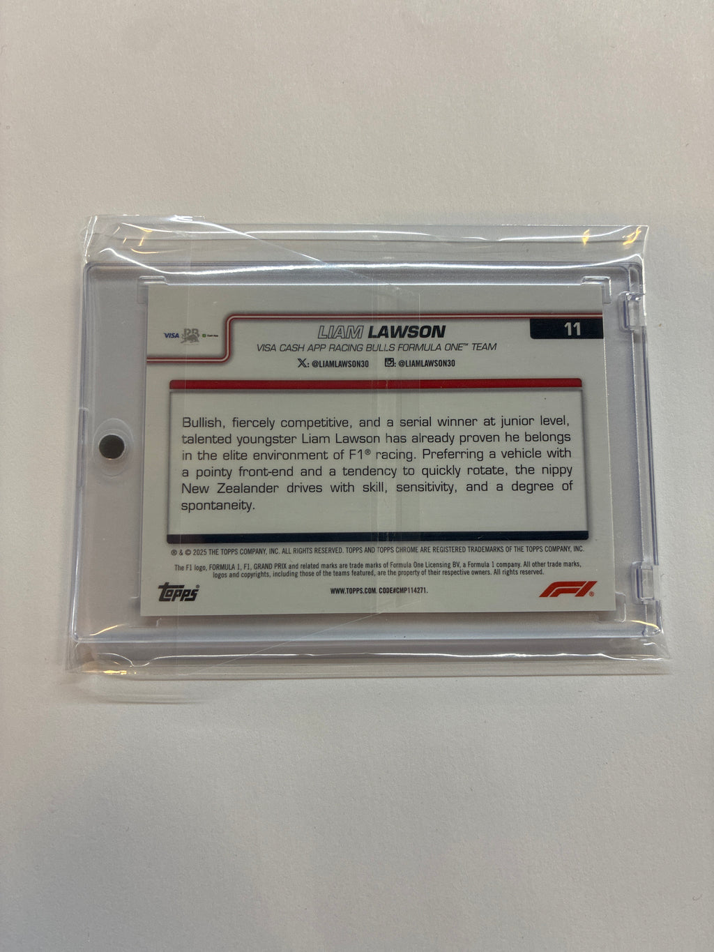 2025 Topps Chrome Sapphire F1 Liam Lawson Rookie Orange /25