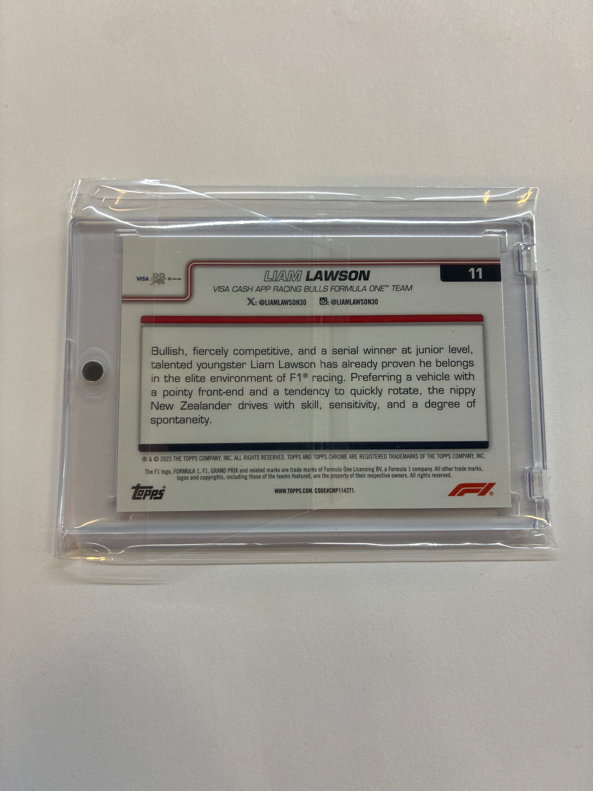 2025 Topps Chrome Sapphire F1 Liam Lawson Rookie Orange /25