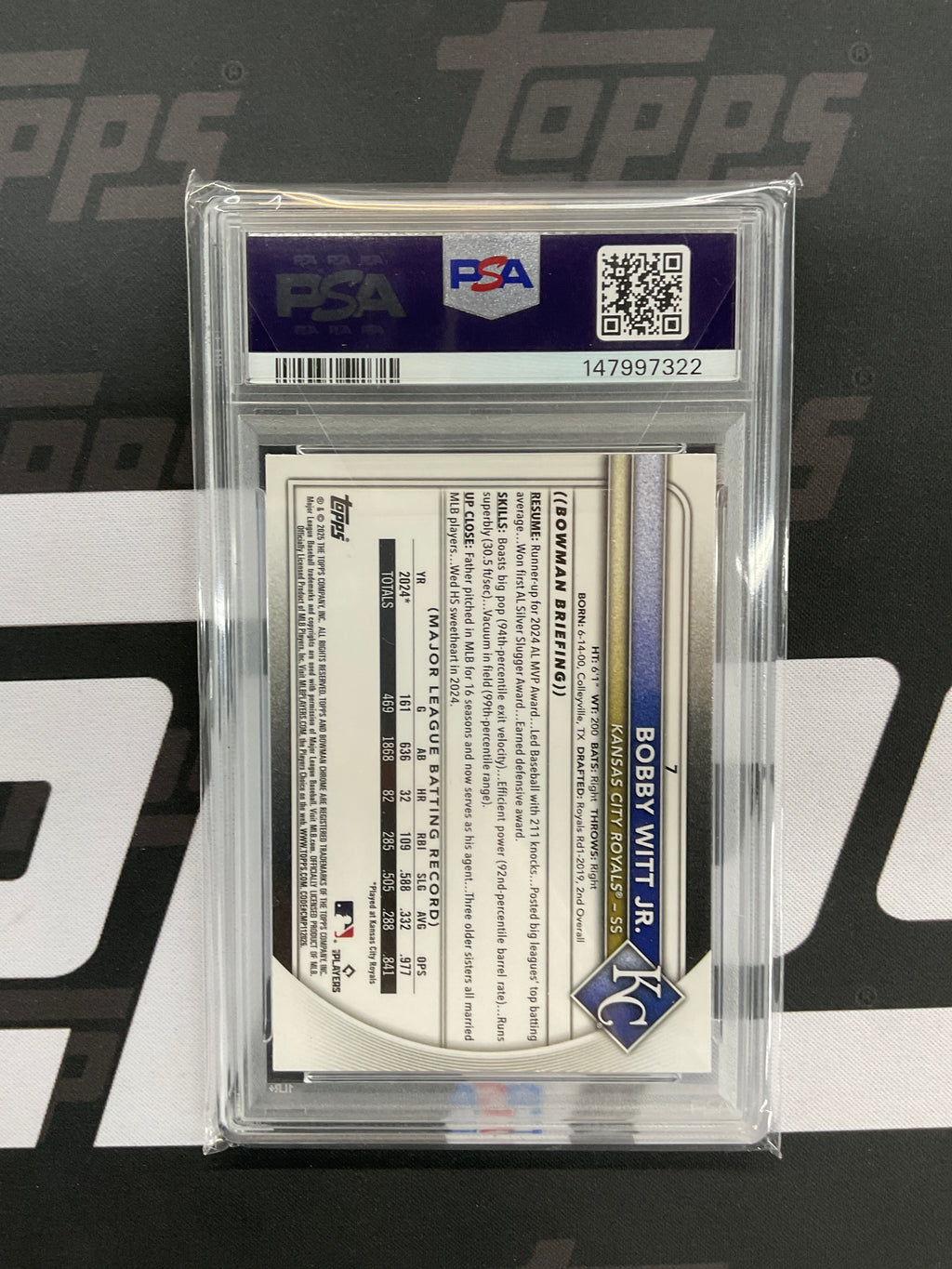 2025 Bowman Chrome Bobby Witt Jr. Blue /150 PSA 10