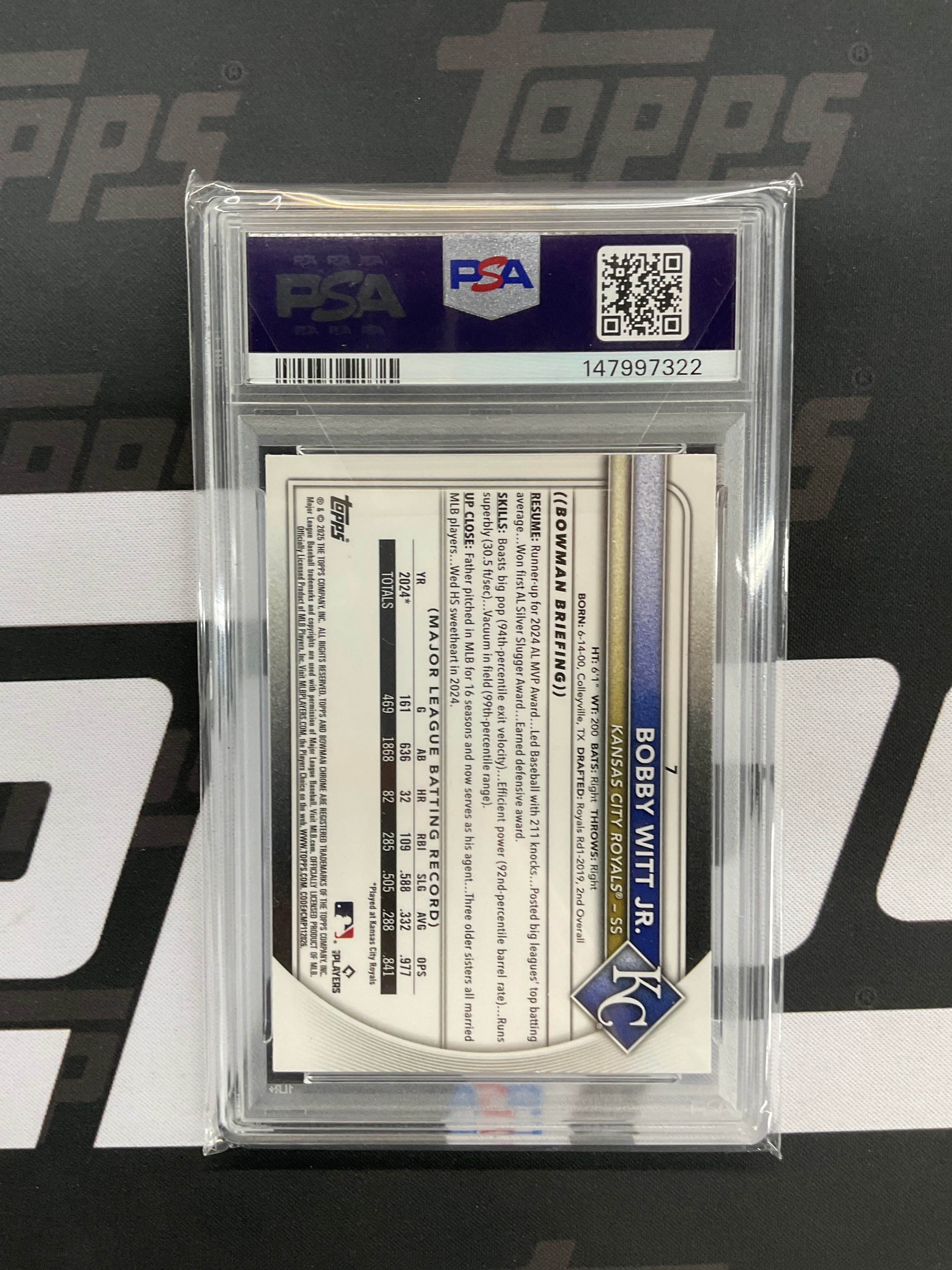 2025 Bowman Chrome Bobby Witt Jr. Blue /150 PSA 10