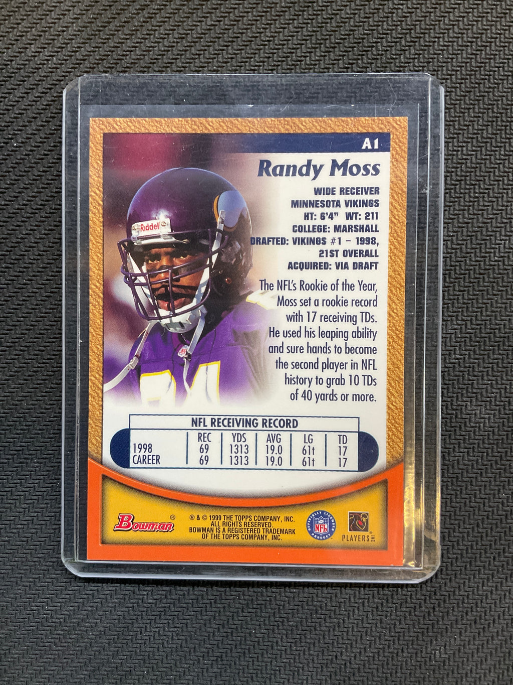 1999 Bowman Randy Moss Autograph Gold #A1 Vikings