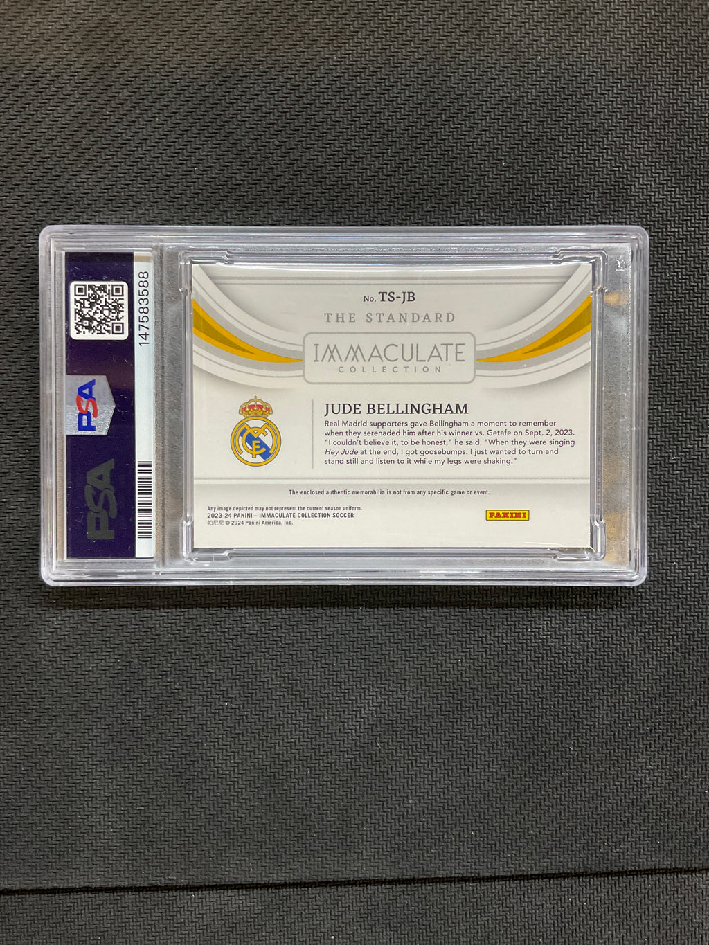 2023-24 Immaculate Judew Bellingham Standard Patch /30 PSA 9