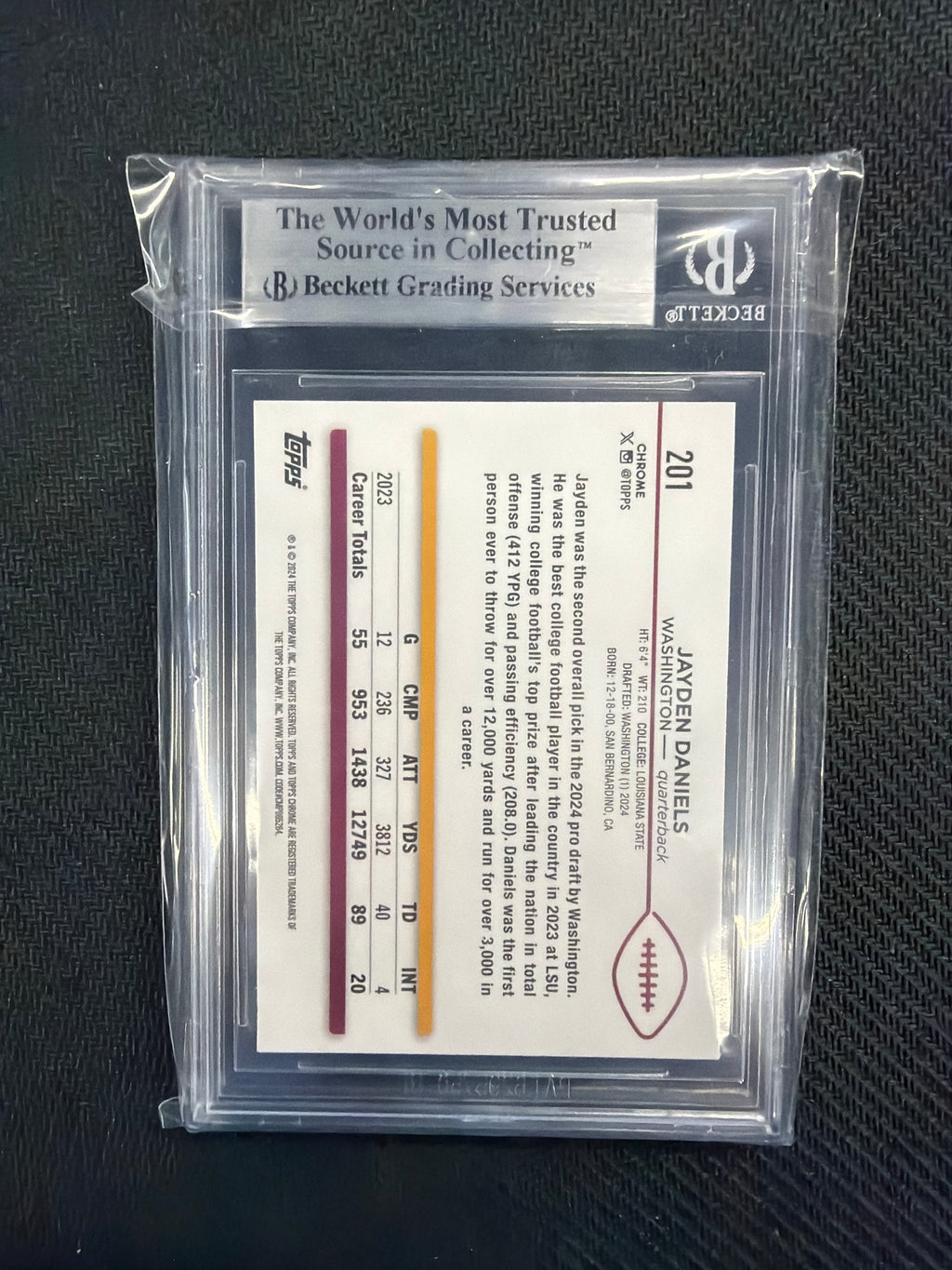 2024 Topps Chrome Jayden Daniels Rookie BGS 9