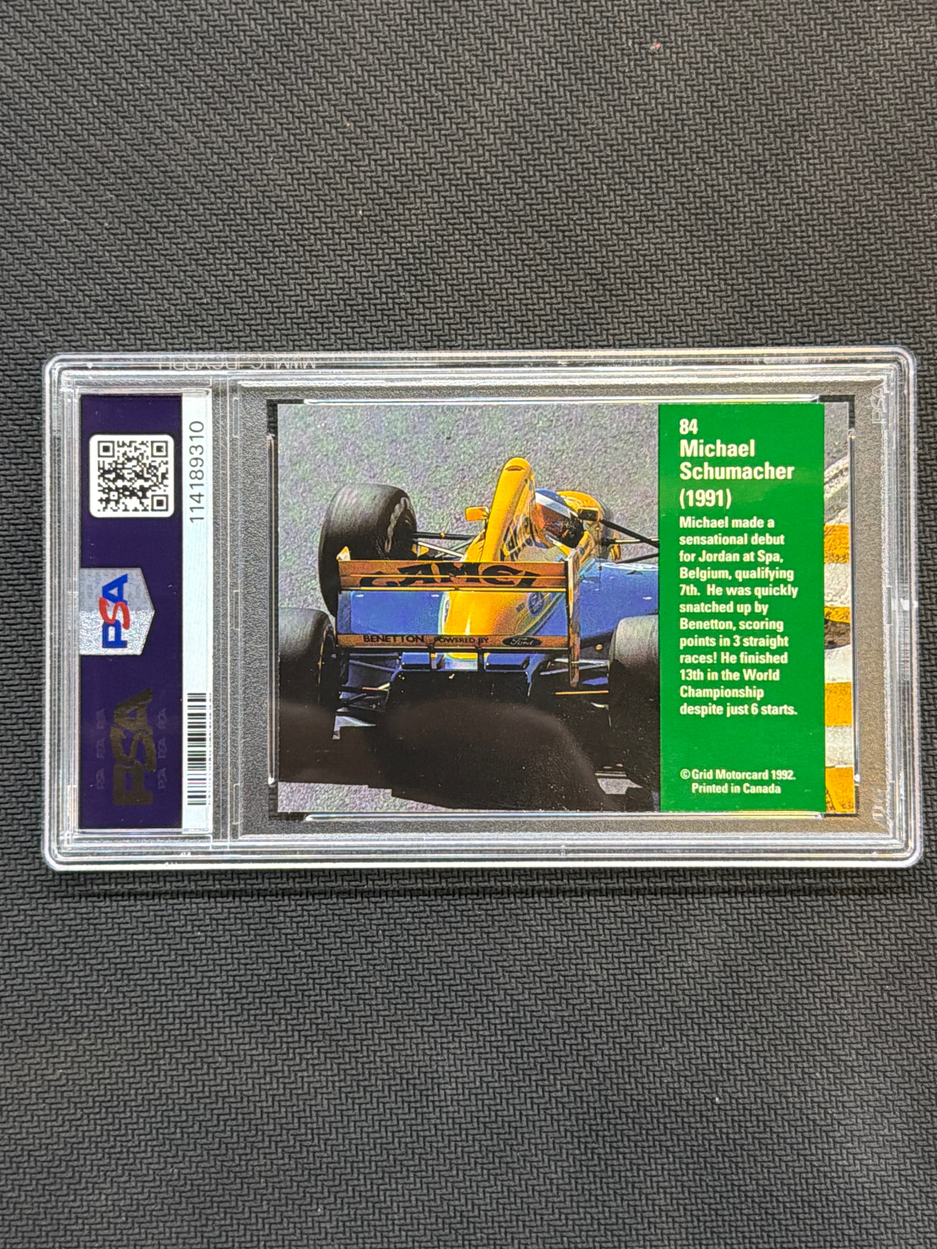 1992 Grid Formula 1 Michael Schumacher Rookie #84 PSA 9