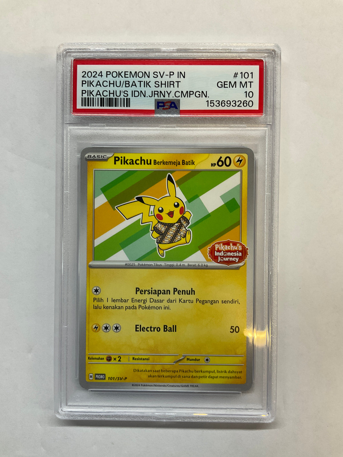 2024 Pokemon Pikachu Batik Shirt 101 Promo PSA 10