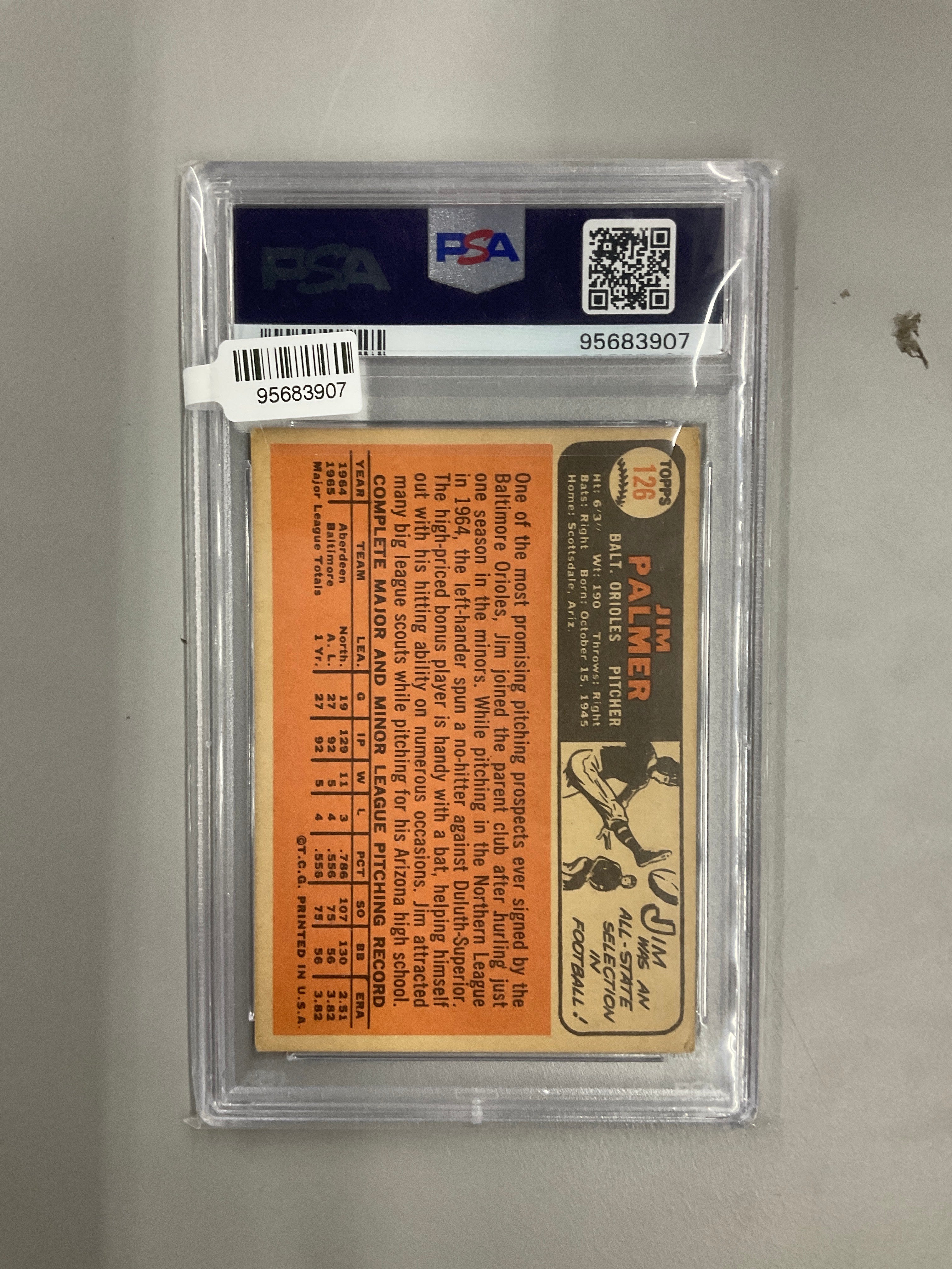 1966 Topps #126 Jim Palmer PSA 3 Orioles