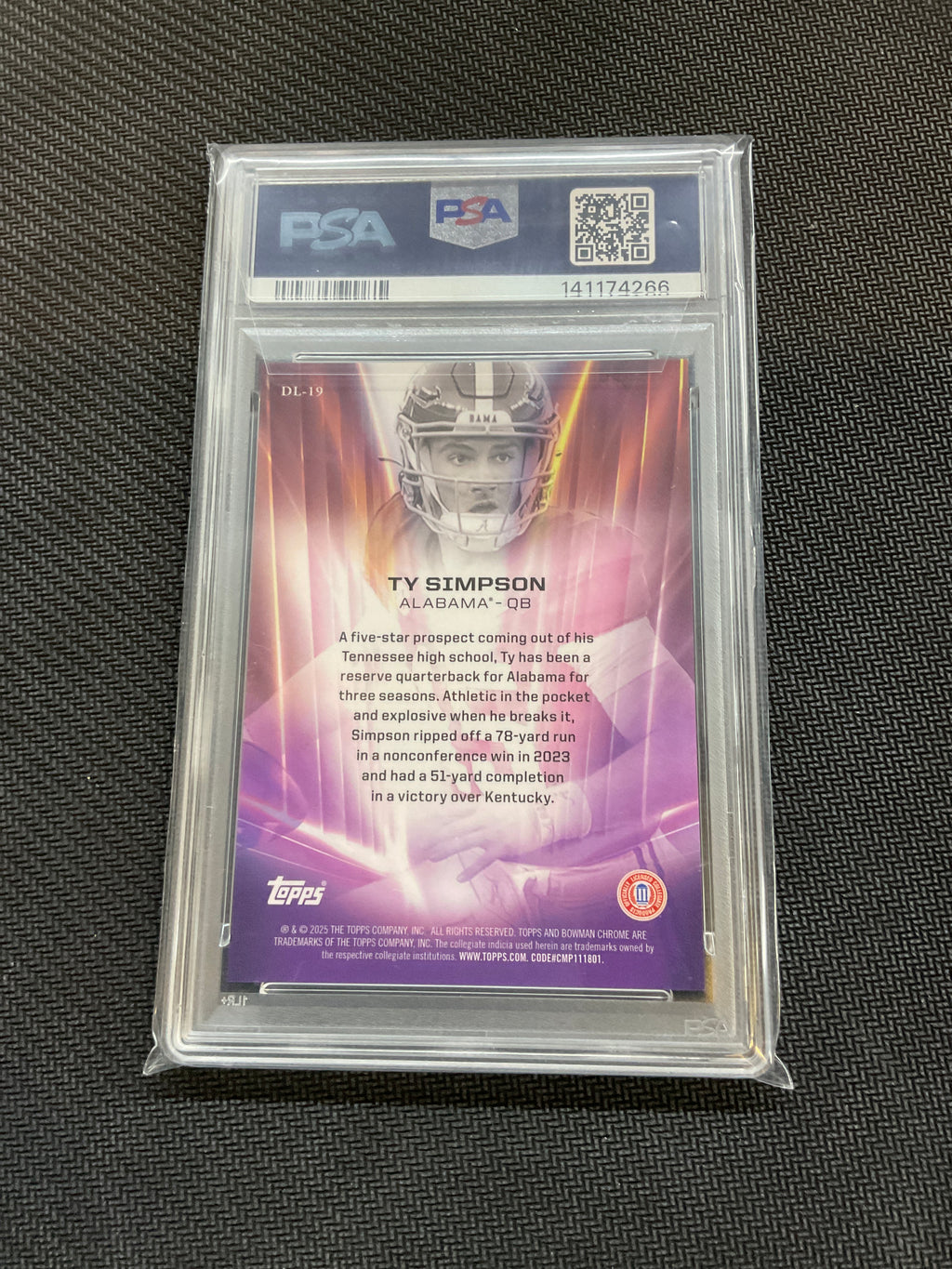 2025 Bowman U Chrome Ty Simpson Dean's List PSA 10 Case Hit Alabama 266